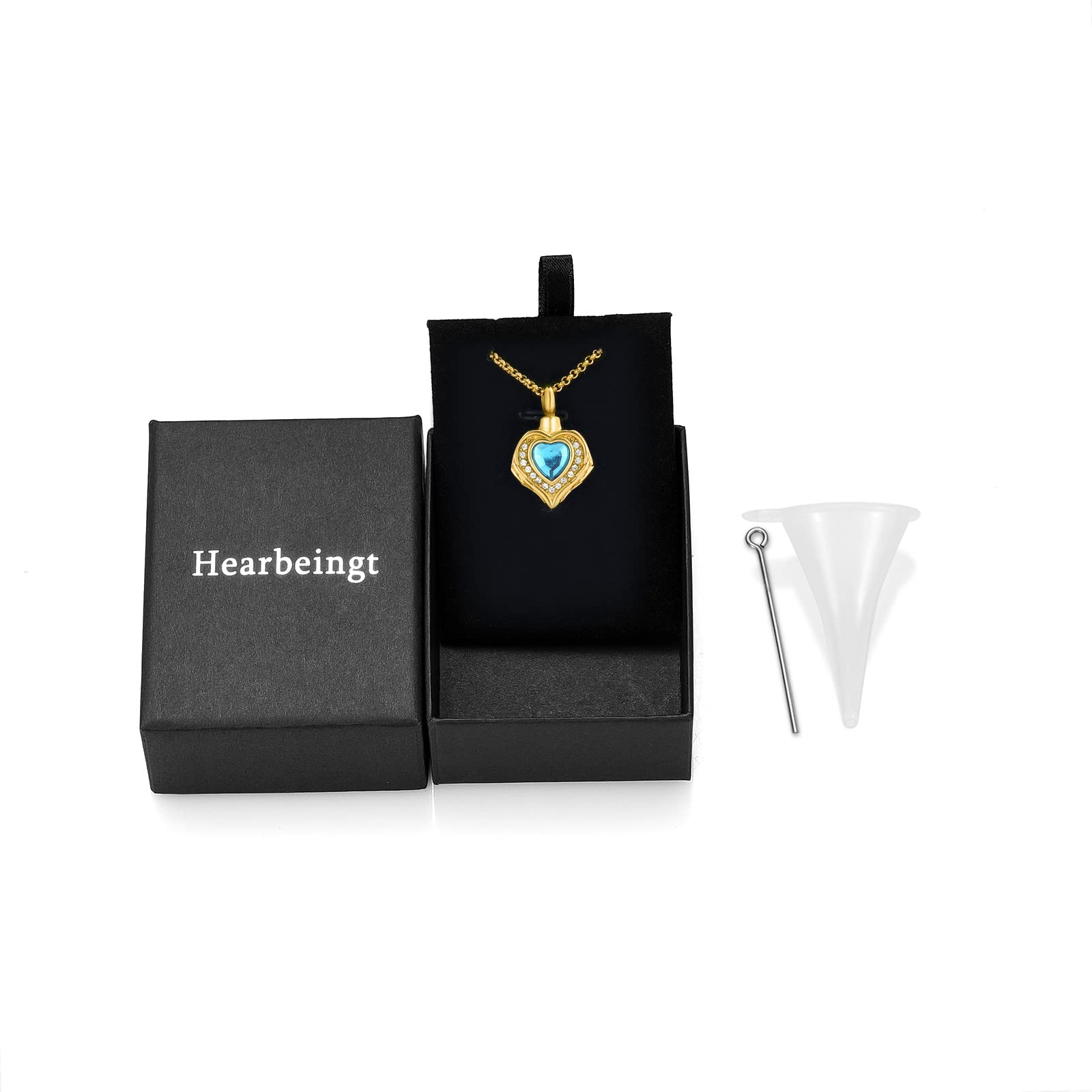 Stainless Steel Angel Wings Heart Urn Necklace for Ashes - Crystal Cremation Memorial Jewelry for Women & Girls | Perfect for Keeping Loved Ones Close, Ideal for Memorials & Special Occasions