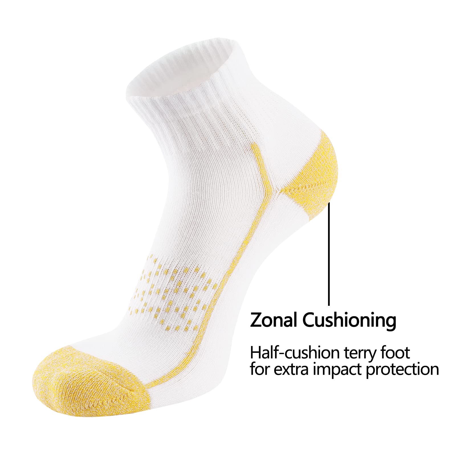 Hepsibah Women's Ankle Athletic Socks - 6 Pack Cotton Thick Cushioned Low Cut Running Socks for Workout, Jogging & Everyday Comfort