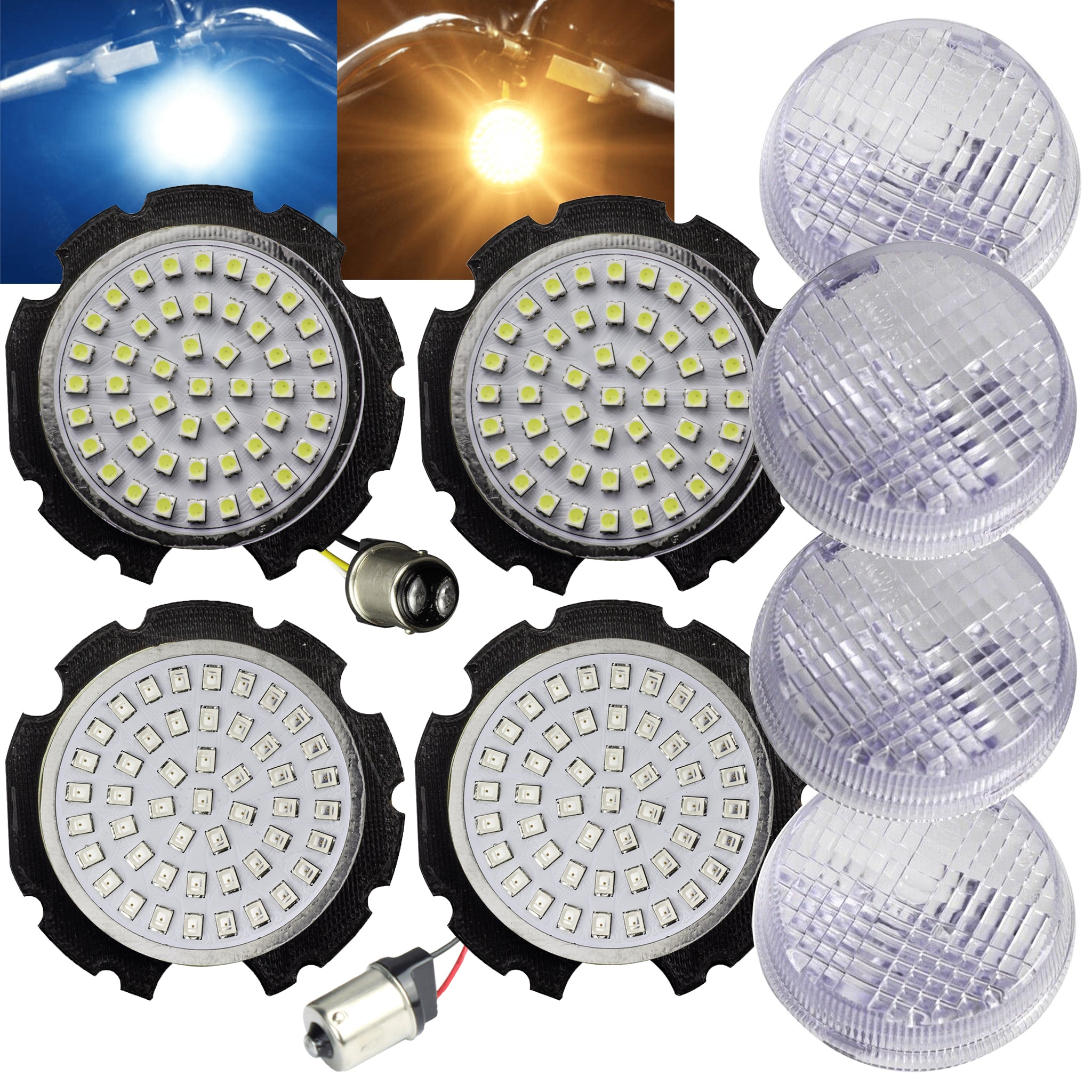 Eagle Lights Generation II LED Turn Signal Kit for Honda VTX - Front 1157 & Rear 1156 Amber Bulbs - High Visibility Motorcycle Safety Lights for Day & Night Riding