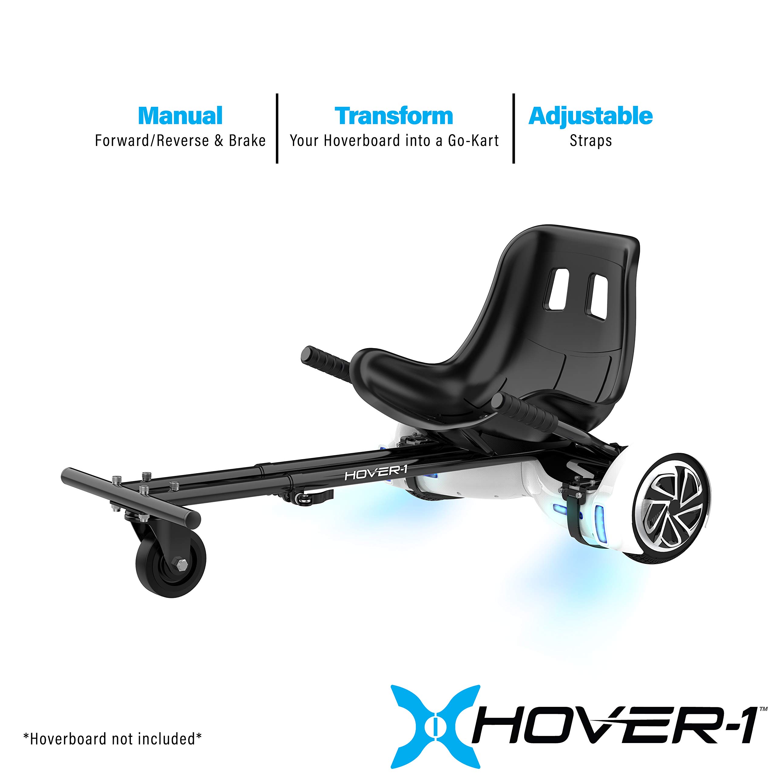 **Razor Crazy Cart Shift Electric Drifting Go Kart for Kids Ages 6+ (Low Speed) & 8+ (High Speed) - 12V Battery, High/Low Speed Switch, Easy Drift System - Max 120 lbs, Black/Blue | Hover-1 Buggy Attachment for 6.5