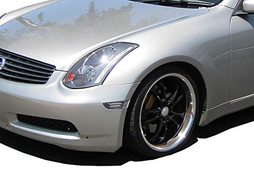 EPARTS Black & Clear LED Front Bumper Side Marker Lights - Compatible with 2003-2007 Infiniti G35 Coupe | Bright White Parking Signal Lights | Perfect for Night Driving & Custom Car Styling
