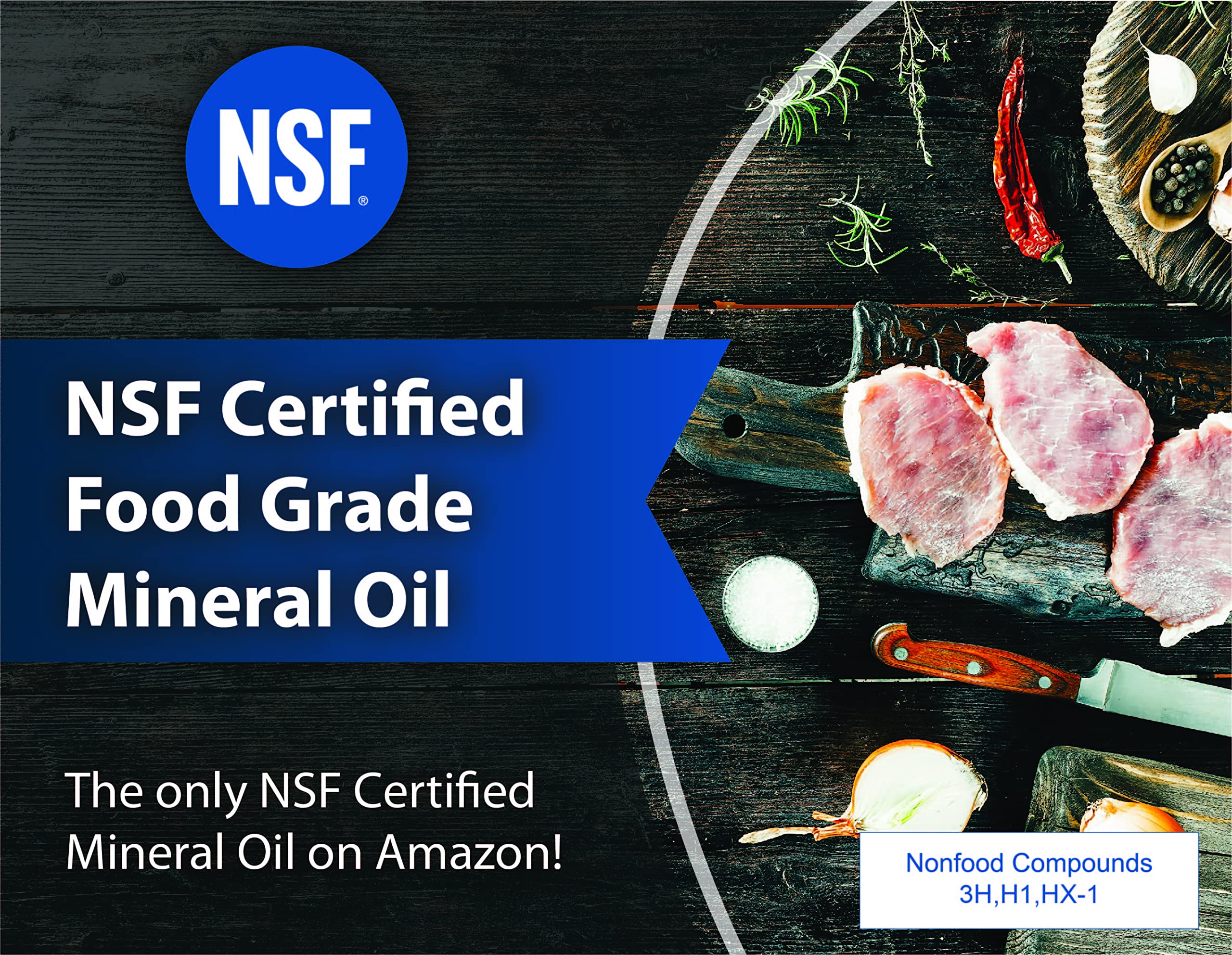 Premium 100% Pure Food Grade Mineral Oil USP - 4 Pack (1 Gallon Each) | NSF Certified Safe for Butcher Blocks, Cutting Boards & Wooden Utensils | Ideal for Kitchen Maintenance, Food Prep Surfaces & Wood Care