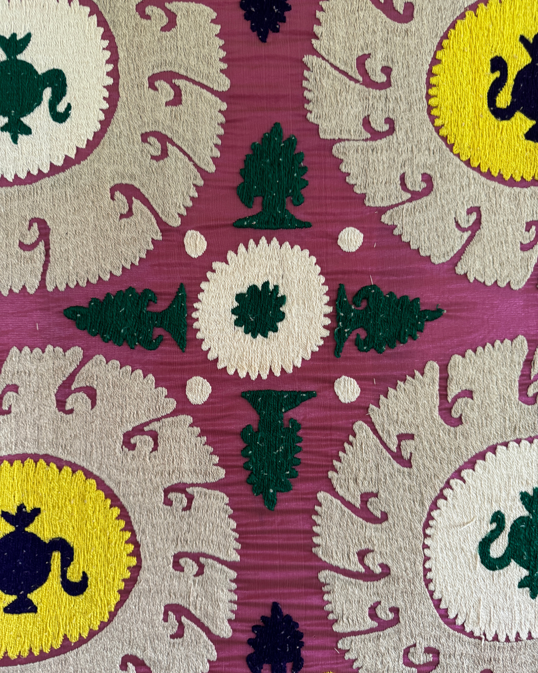 Handmade Suzani Embroidered Wall Hanging Tapestry - Traditional Uzbek Textile Art Decor for Living Room, Bedroom & Boho Home Decor