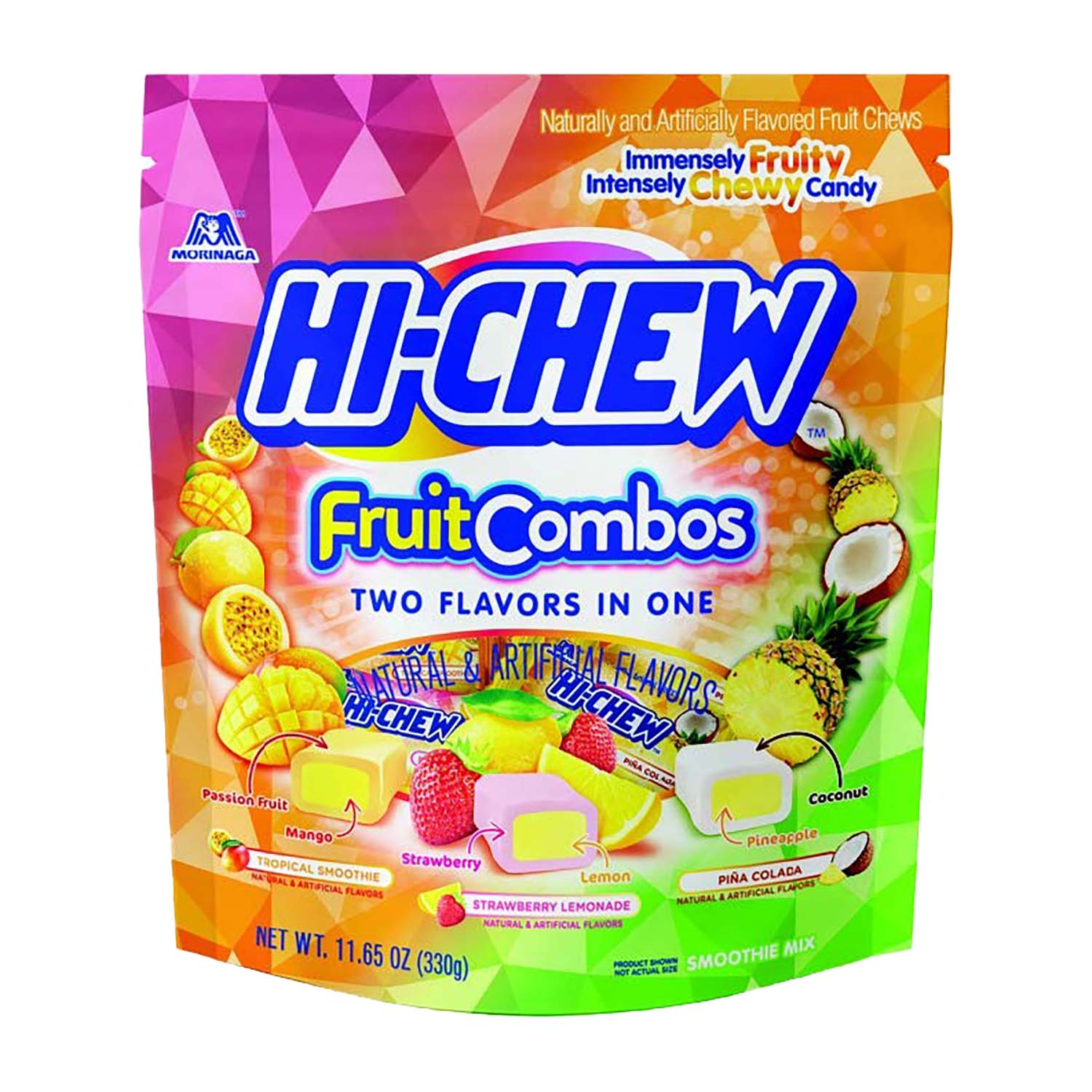 Hi Chew Fruit Combo Mix Pouch - Assorted Fruit Flavored Chewy Candy | 11.65oz (330g) Resealable Bag | Perfect for Snacking, Lunch Boxes & Party Favors