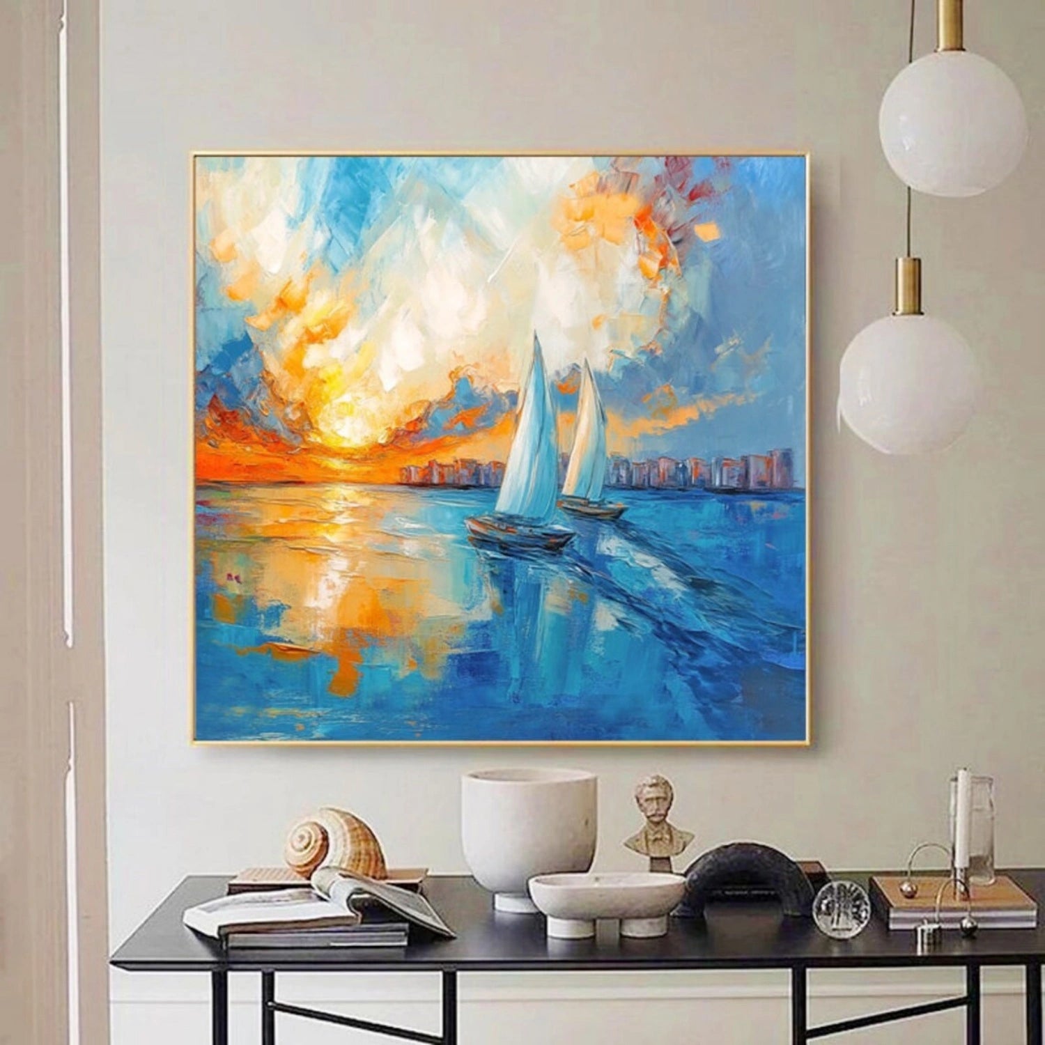 Ocean and Sky Painting #OS 225 - Stunning Seascape Wall Art for Home & Office Decor - Perfect for Living Room, Bedroom or Beach House