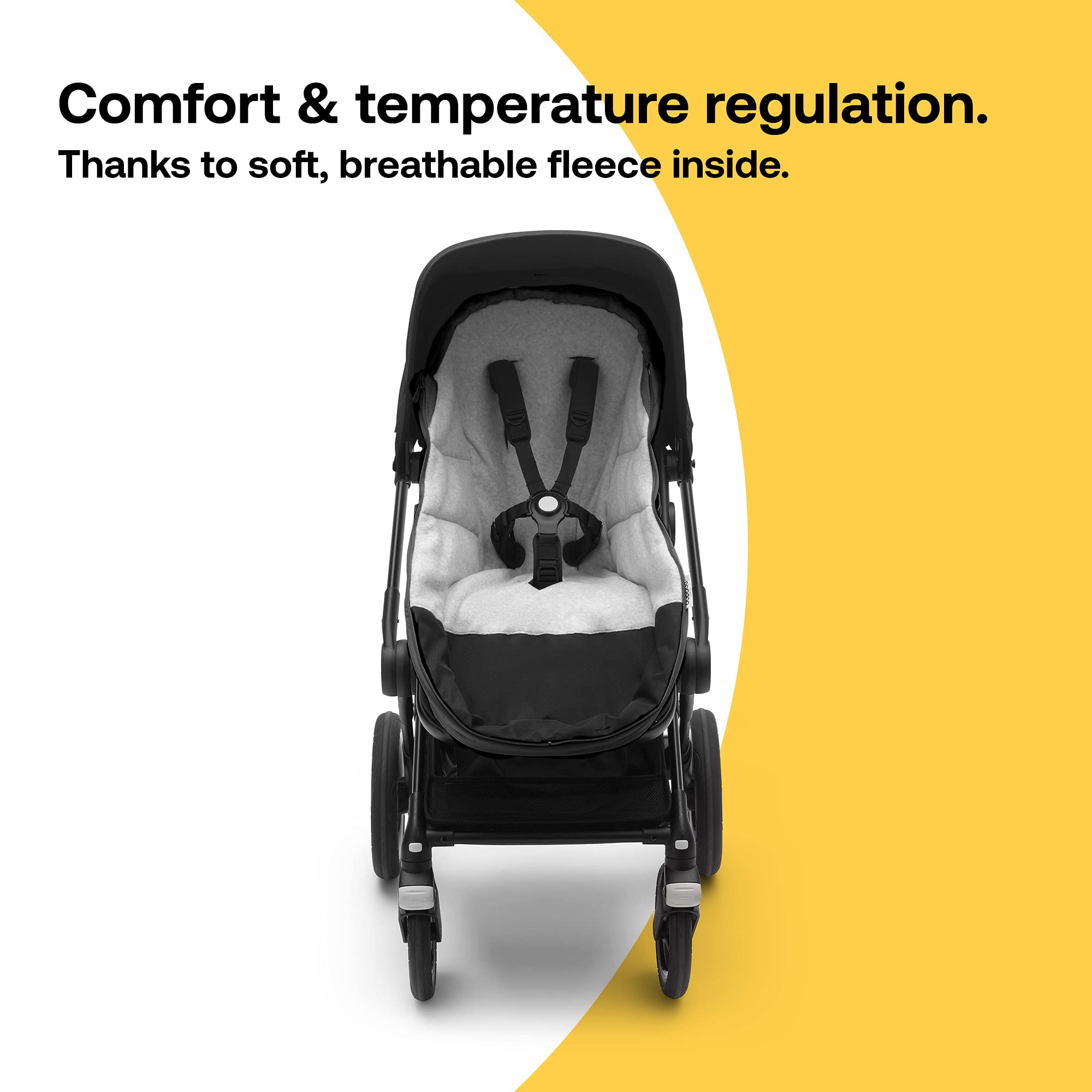 Bugaboo Footmuff - All-Season Weatherproof Stroller Accessory with Removable Climate Control & Reflective Trim - Midnight Black - Perfect for Winter Walks, Baby Stroller Comfort & Outdoor Adventures