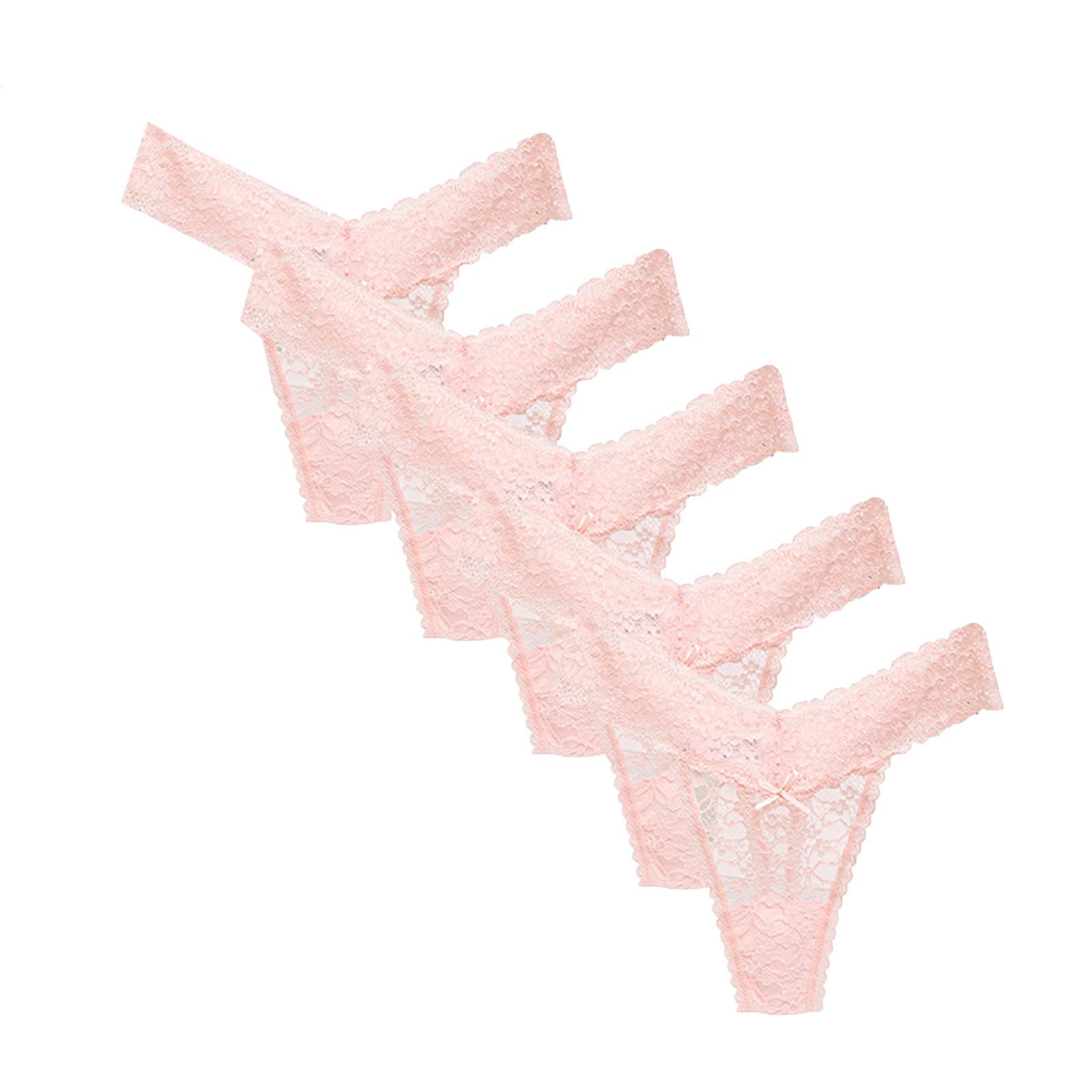NaRHbrg 5 Pack Women's Lace Thong Underwear - Sexy Hollow Out T-Back Low Rise Seamless Panties for Everyday Wear & Special Occasions
