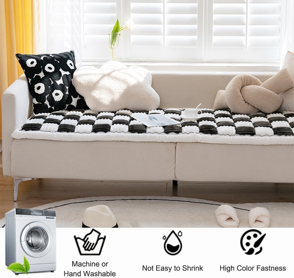 Waterproof Pet Mat for Dogs & Cats - Soft Fuzzy Plaid Couch Cover, Large 23.6x70.8 Inch Dark Brown Dog Bed Blanket - Perfect for Sofa Protection & Pet Comfort at Home