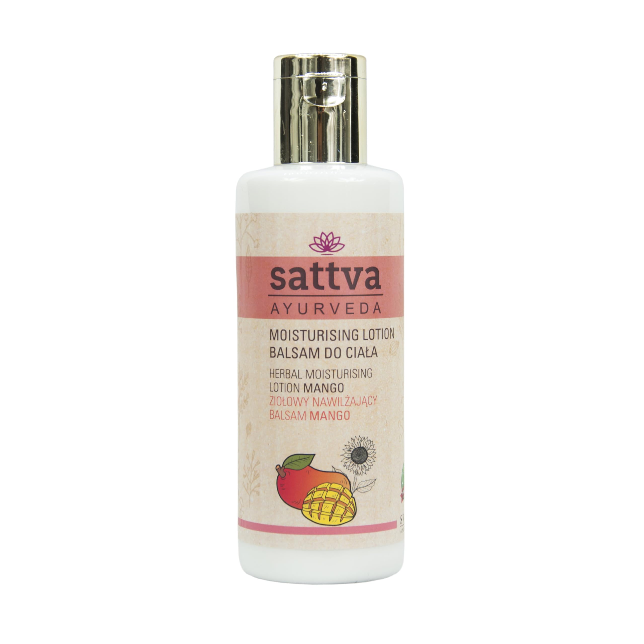 Sattva Ayurveda Moisturizing Lotion with Mango Extract - 210ml | Hydrating & Nourishing Body Lotion for Dry Skin | Perfect for Daily Moisturizing & After-Shower Care