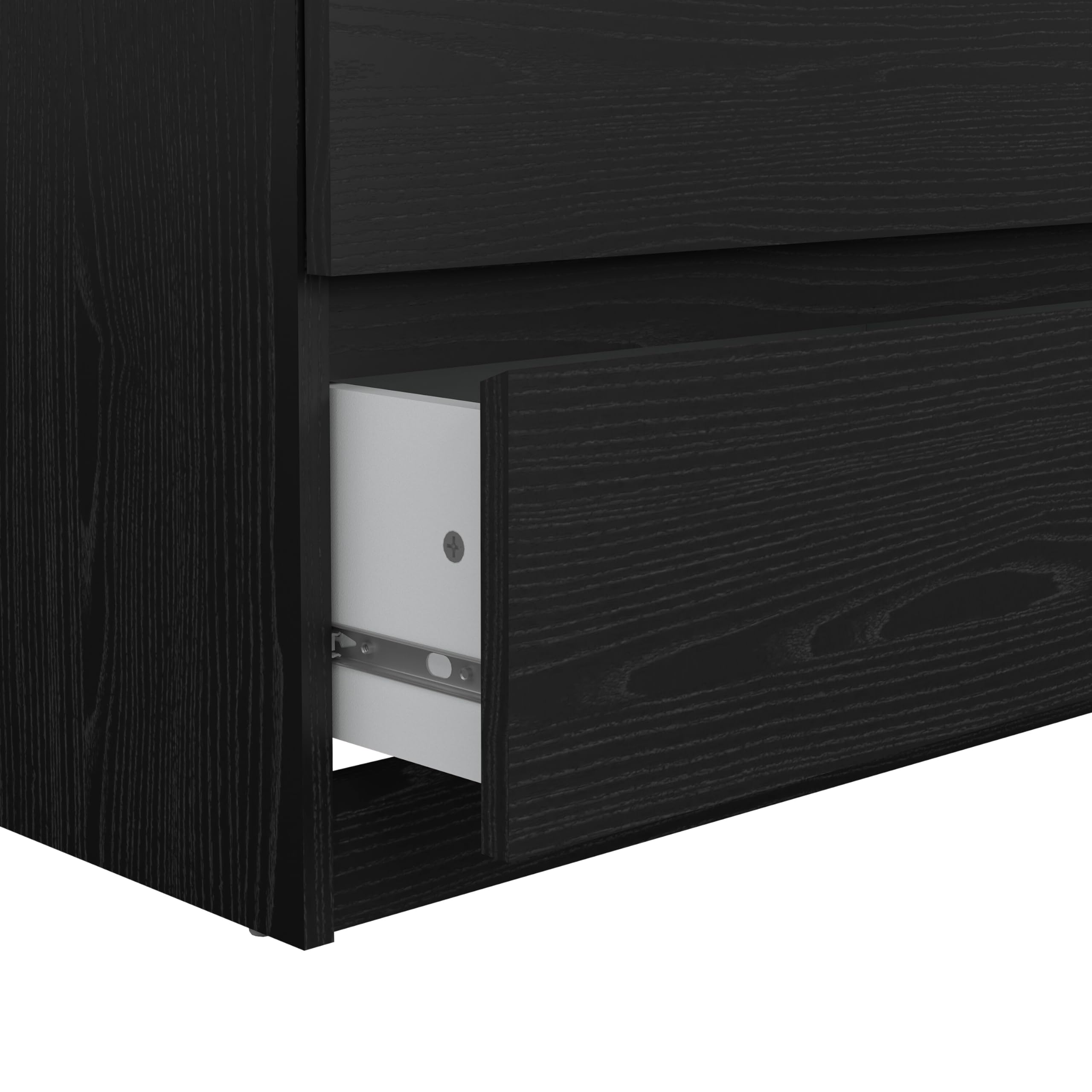 Tvilum 6-Drawer Double Dresser in Black Woodgrain - Modern Bedroom Storage Solution for Clothes & Accessories