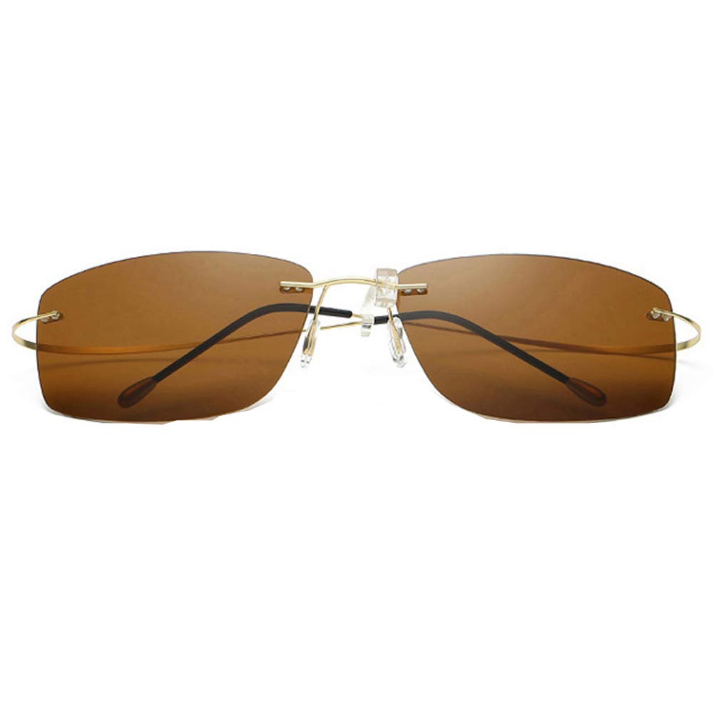 Titanium Rimless Polarized Sunglasses for Men & Women - Lightweight, Durable & Stylish for Driving, Outdoor Sports & Fashion