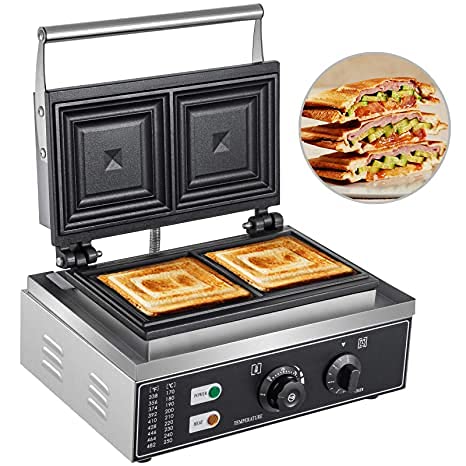 TBVECHI 2-Slice Square Waffle Maker - Stainless Steel Sandwich Grill with Quick Release, 1500W Fast Heating, Easy to Clean - Perfect for Breakfast, Brunch, and Family Gatherings