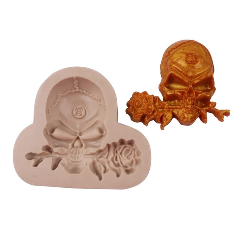 Halloween Skull Silicone Jelly Molds - 2 Pack Shallow Gray Cake Decorating Tools for Chocolate, Fondant & Baking - Perfect for Halloween Parties, DIY Desserts & Spooky Treats