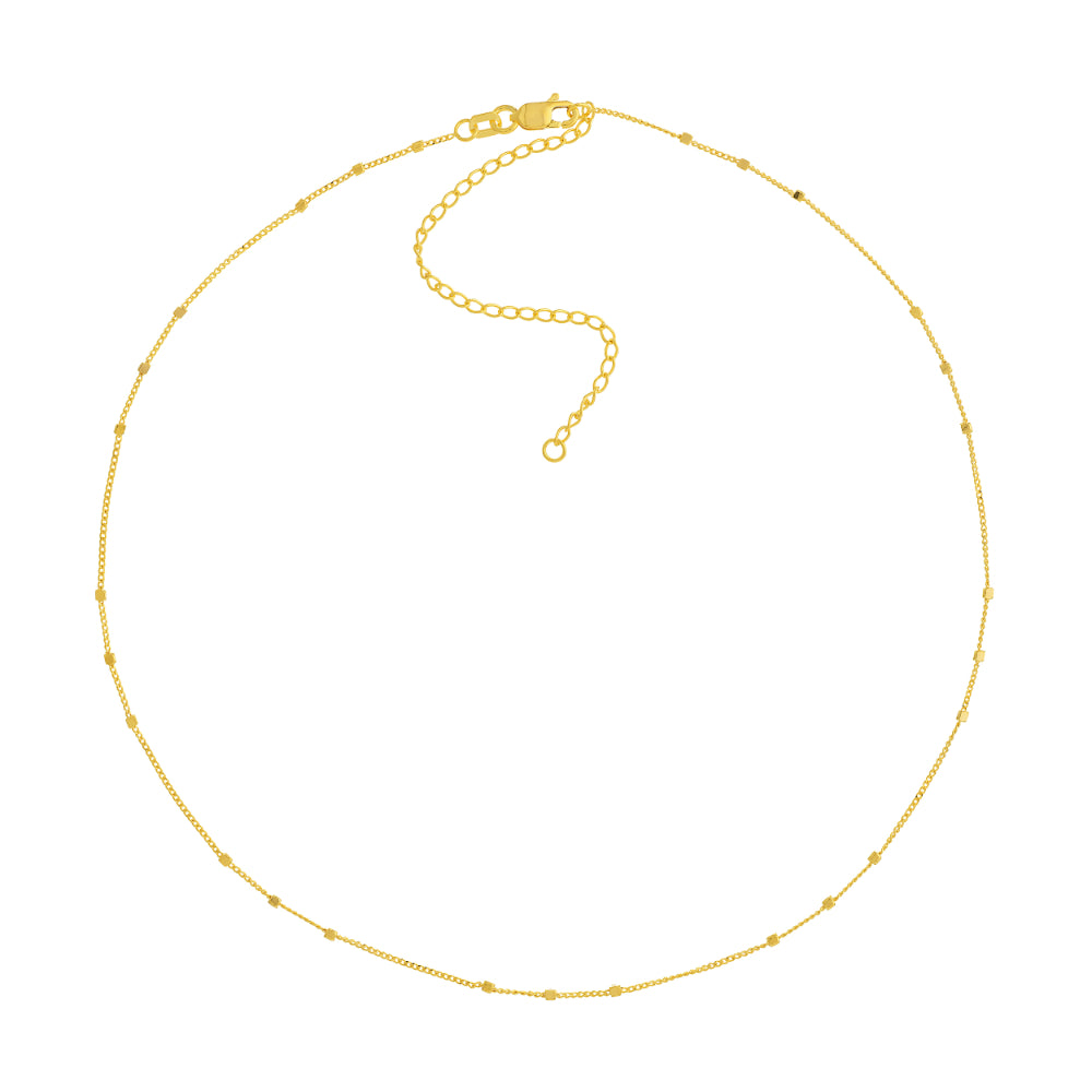 14K Gold Saturn Beaded Choker Necklace for Women - Elegant Layering Chain Jewelry for Party, Wedding & Everyday Wear