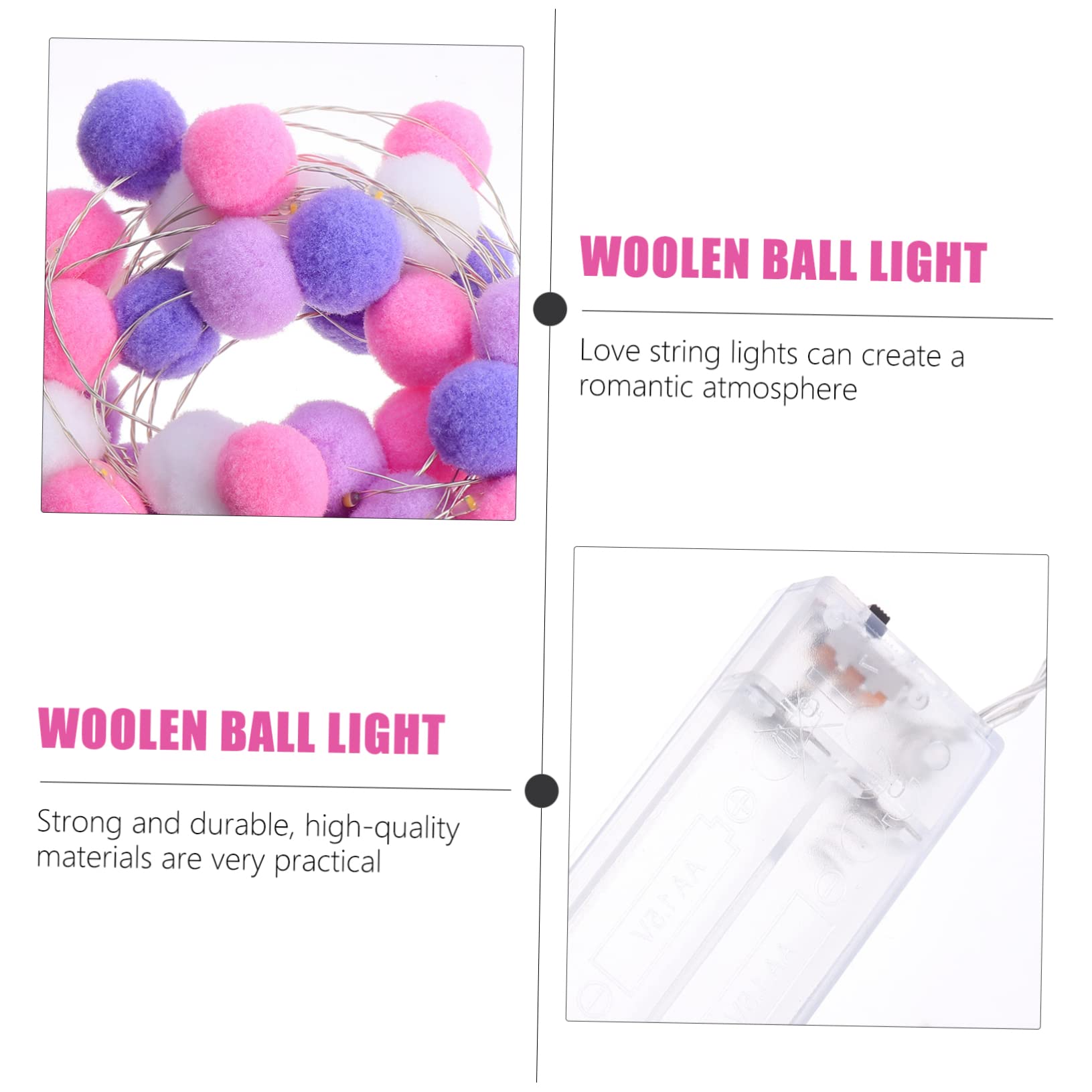 SOLUSTRE 10ft LED Cotton Ball String Lights - 20 Warm White Pom Pom Fairy Lights with Hanging Garland for Bedroom, Wedding, Party & Home Decor (Indoor/Outdoor Use)