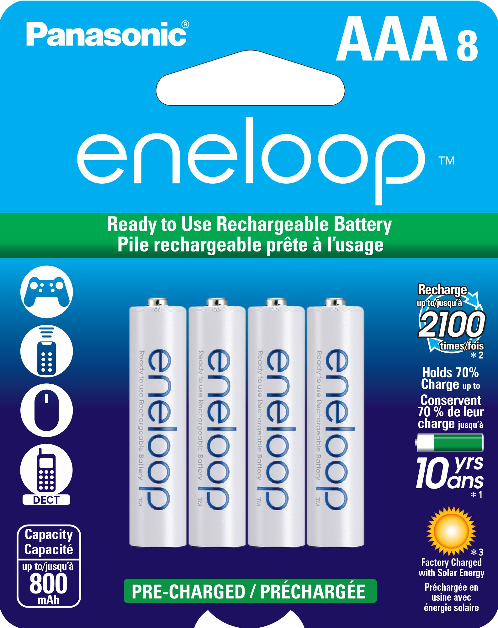 Panasonic eneloop AA and AAA 2100 Cycle Ni-MH Rechargeable Batteries 20-Pack - Perfect for Cameras, Toys, Flashlights & Electronics - Eco-Friendly Pre-Charged Power Solution