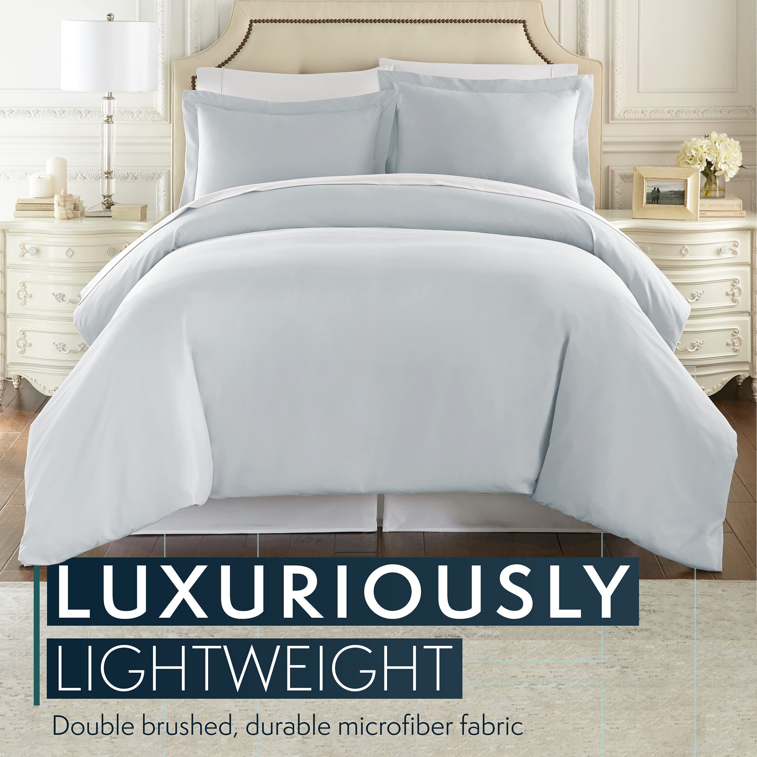 HC Collection Premium Microfiber Bed Skirt - Full Size 14 Inch Drop Wrinkle & Fade Resistant Box Spring Cover - White | Perfect for Guest Rooms, Master Bedrooms & Hotel Style Decor