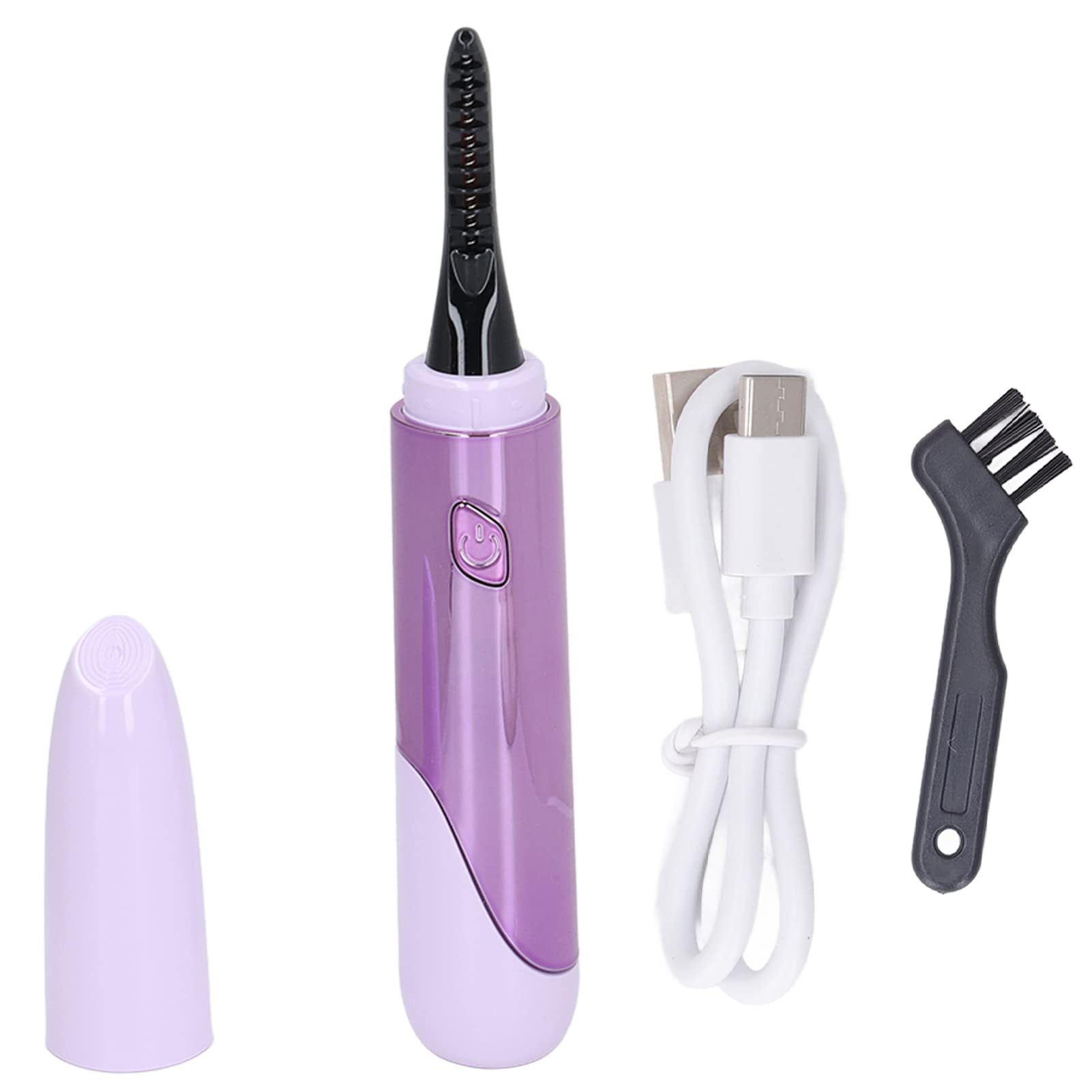 Rechargeable Heated Eyelash Curler - 4 Temperature Settings, USB-C Charging, Mini Portable Lash Curling Iron for Home & Travel (Purple) | Perfect for Daily Makeup & Salon-Like Curls at Home