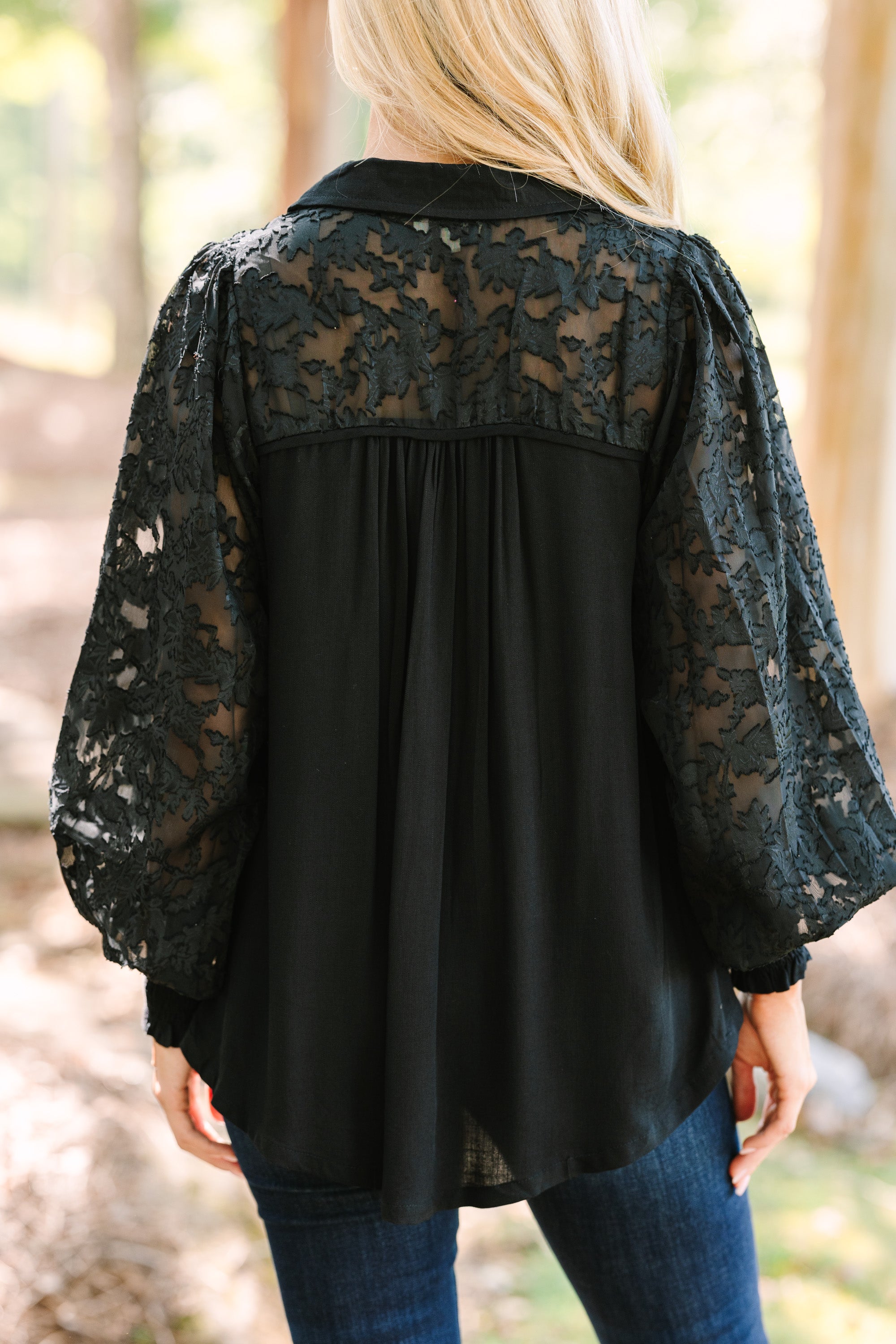 Certain Love Black Lace Sleeve Blouse - Elegant Women's Fashion Top for Party, Date Night & Special Occasions