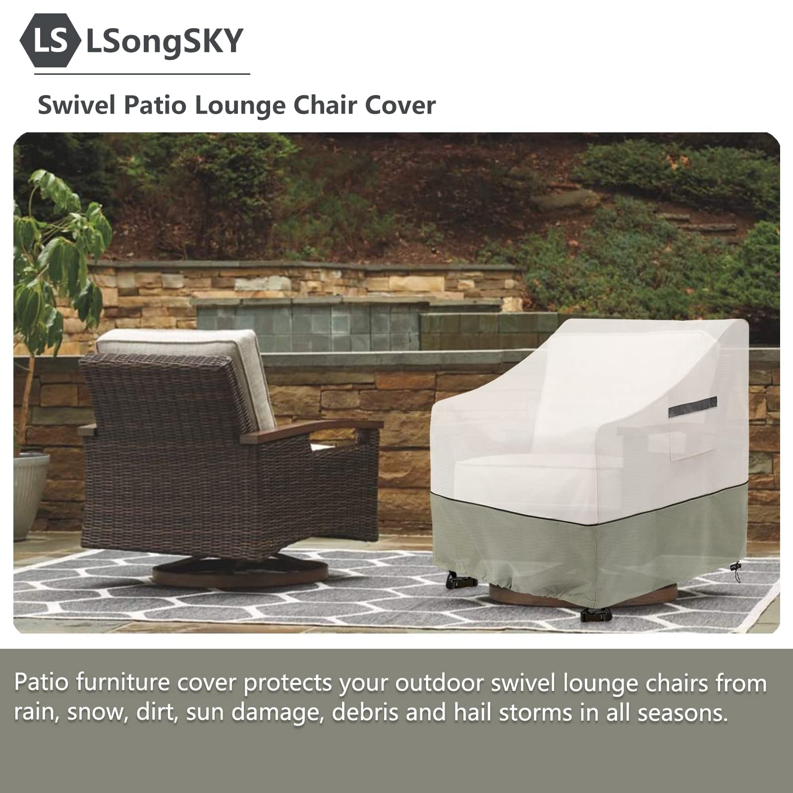 Heavy Duty 100% Waterproof Outdoor Swivel Lounge Chair Cover - 33