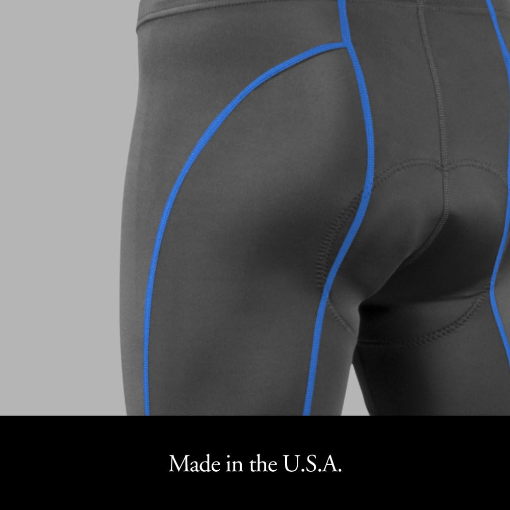 Men's Triumph Padded Cycling Tights - High Performance Compression Spandex Bike Shorts for Road & Mountain Biking - Breathable & Moisture Wicking - Made in USA - Perfect for Long Distance Cycling & Training