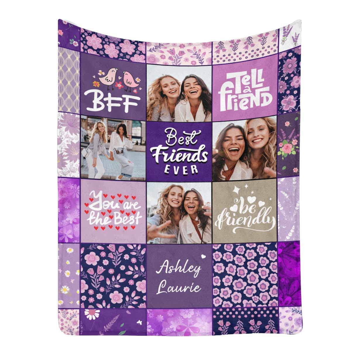 MyPupSocks Custom Best Friend Blanket - Personalized BFF Throw for Women, Purple Friendship Gift 60x80, Cozy Gift for Birthdays, Anniversaries & Sleepovers