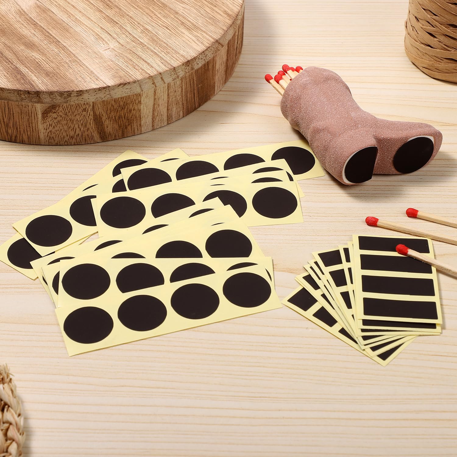 120pcs Black Match Striker Papers with Adhesive - 60 Round & 60 Rectangle Fire Starter Stickers for Match Rack, Cymbal Paper Replacement - Perfect for Camping, Hiking, and Emergency Fire Starting Kits