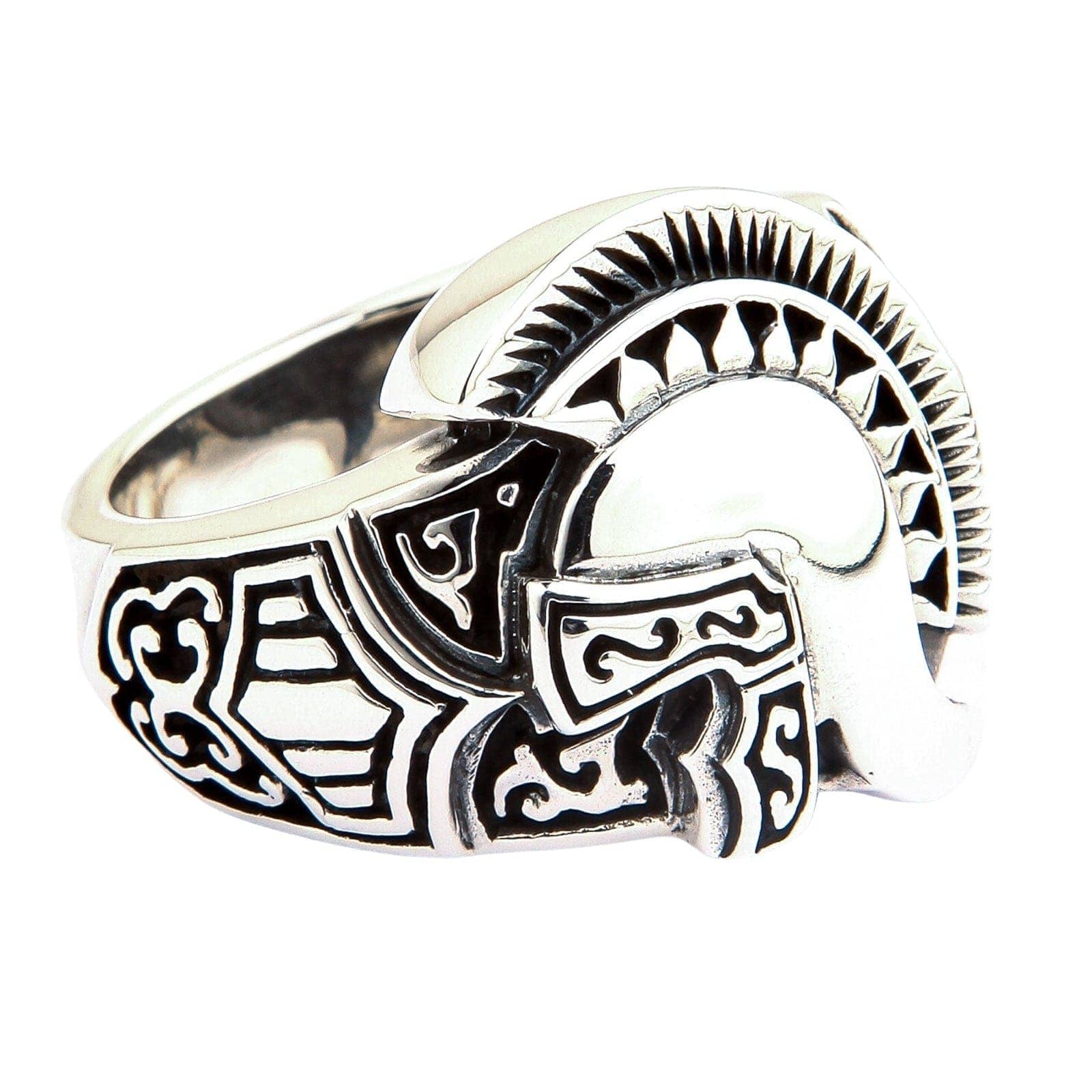 Roman Warrior Helmet Sterling Silver Ring - Medieval Knight Jewelry for Men - Perfect for Renaissance Fairs, LARP Costumes & Historical Reenactments