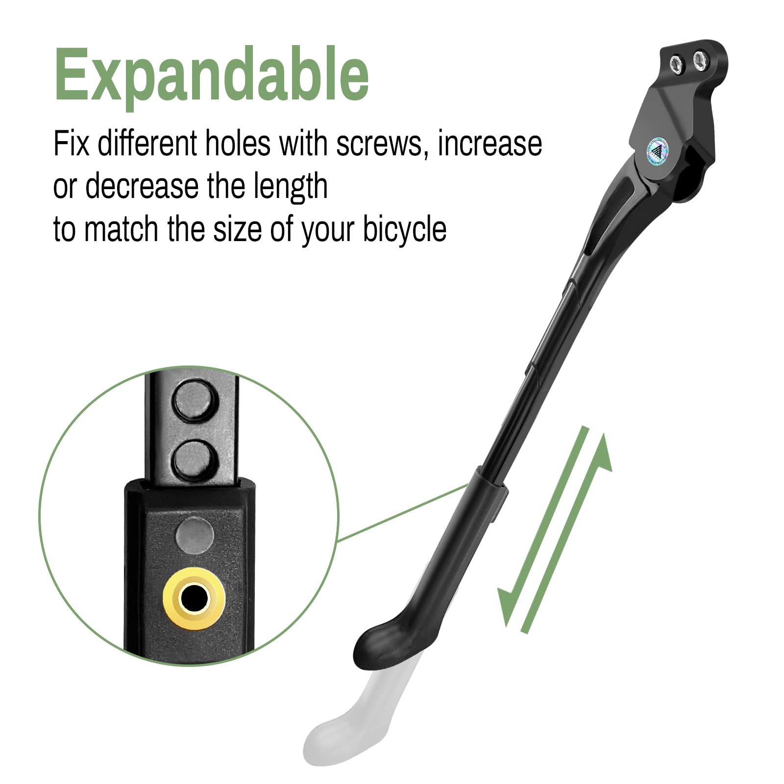 EFEALL Adjustable Bike Kickstand for Mountain Bike, BMX, MTB - 18mm Hole Spacing, Fits 24in 26in 27.5
