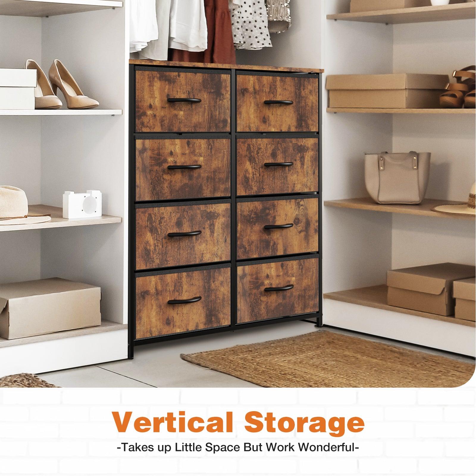 8-Drawer Tall Dresser for Bedroom - Wood Top & Sturdy Steel Frame Chest of Drawers - Perfect for Closet Organization & Bedroom Storage