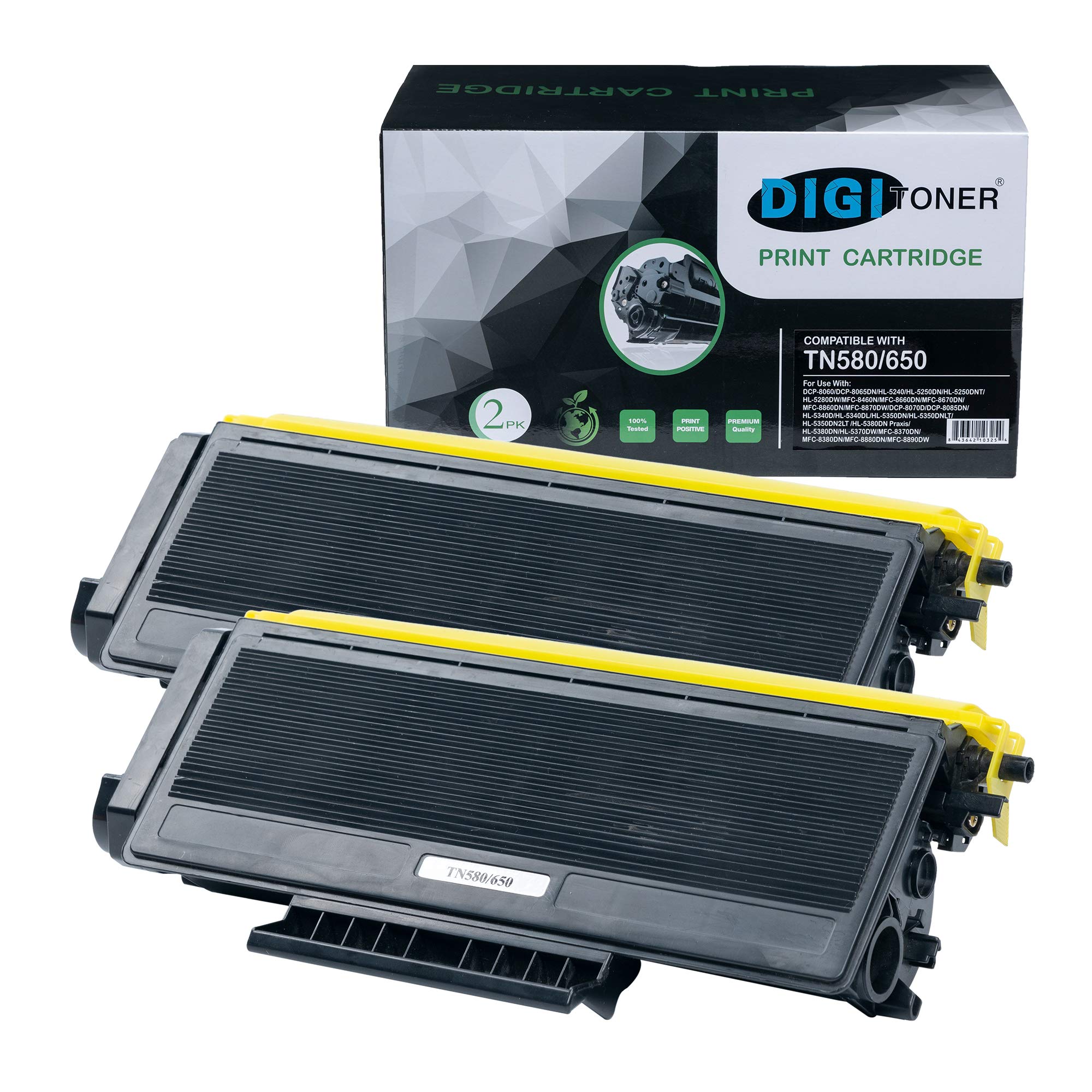 High Yield TN580 TN650 TN620 Compatible Toner Cartridge Replacement - 2 Pack Black Laser Printer Toner for Brother HL-L2350DW, HL-L2370DW - Perfect for Home Office & Small Business Printing Needs