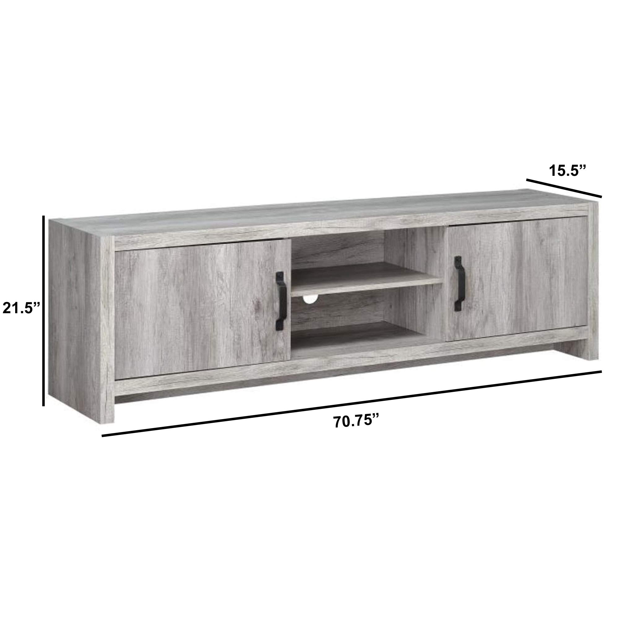 Benjara Marvelous Driftwood TV Console - Gray Wooden Entertainment Center for Living Room, Bedroom & Home Theater | Rustic Modern Furniture with Storage Shelves