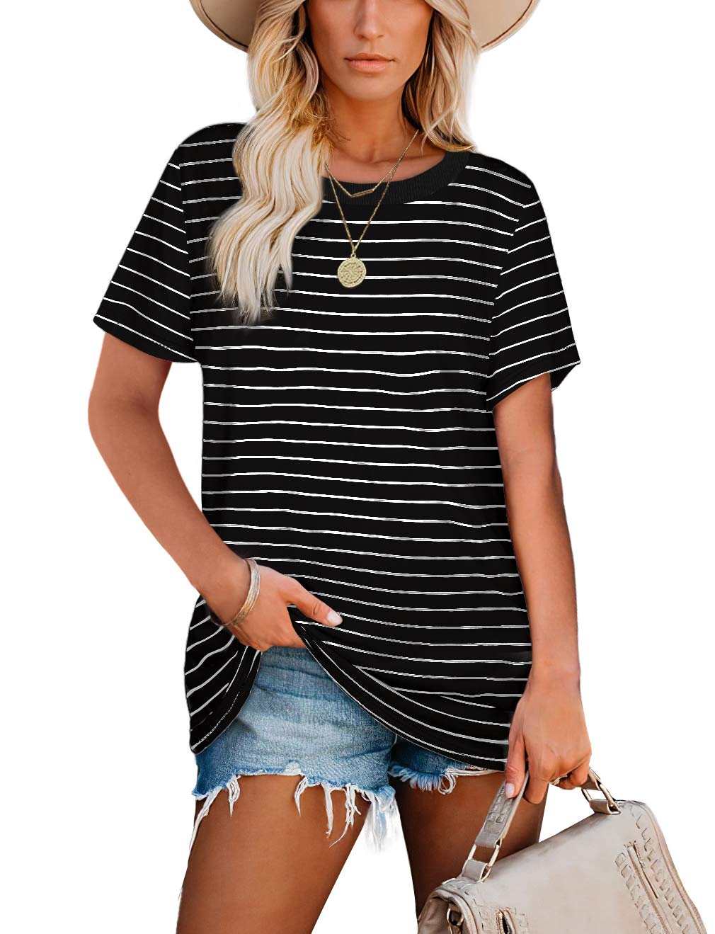 Jescakoo Women's Summer Tops - Soft Crewneck Loose Fit Blouse | Casual Wear, Beach Outfits & Everyday Comfort