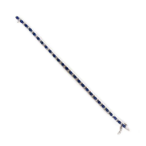 14K White Gold Sapphire Bracelet for Women - Elegant Tennis Bracelet with Genuine Sapphires - Perfect for Weddings, Anniversaries & Special Occasions