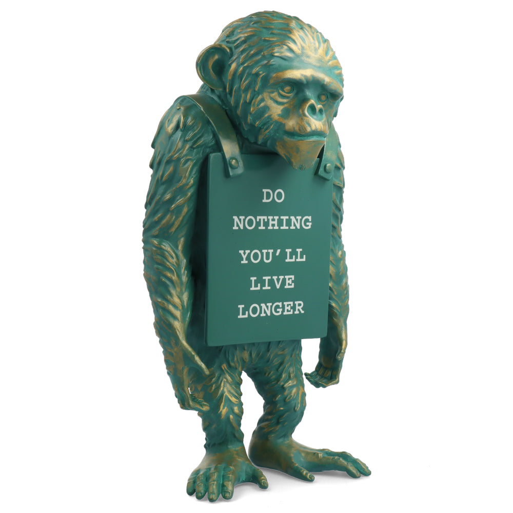 Banksy X Medicom Toy Monkey Sign Bronze Statue - Unique Art Collectible for Home Decor & Office Display