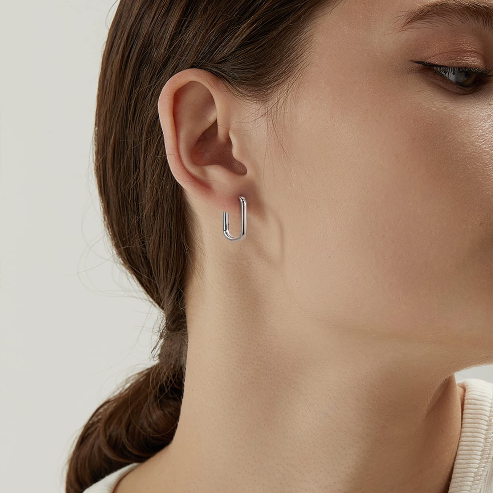 Ritach Sterling Silver Earrings for Women - Chunky Square Hoop Earrings Set | Hypoallergenic Geometric Minimalist Rectangle Hoops Jewelry | Perfect Gift for Her | Great for Everyday Wear, Office & Special Occasions