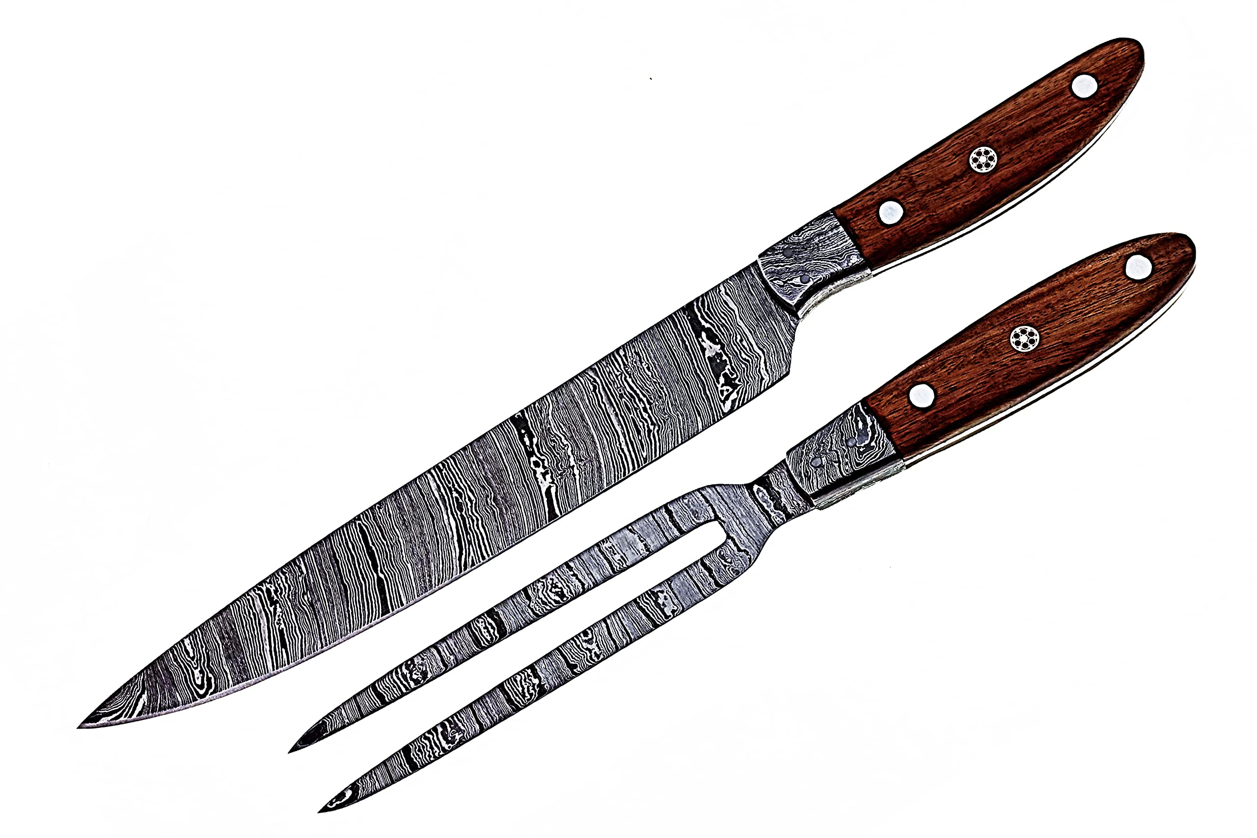 Premium Damascus Steel Chef Knife Set with Hand-Forged Kitchen Knife & Fork - Christmas Gift Box for Professional Chefs & Home Cooks - Perfect for Slicing, Dicing & Food Preparation