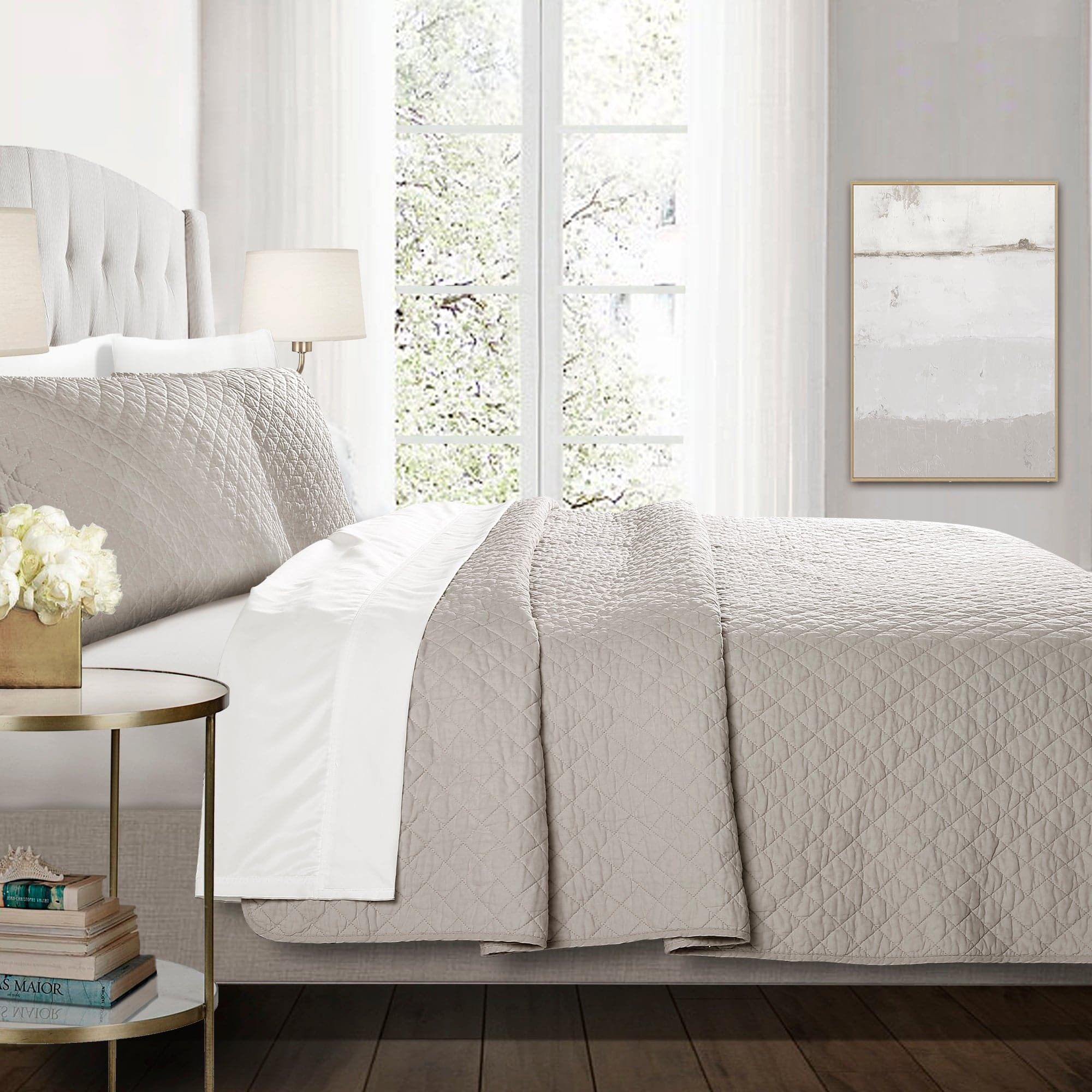 Ava Diamond Oversized Cotton Quilt Set - King Size Bedding with Soft Breathable Fabric for All Seasons | Perfect for Master Bedroom, Guest Room & Cozy Home Decor