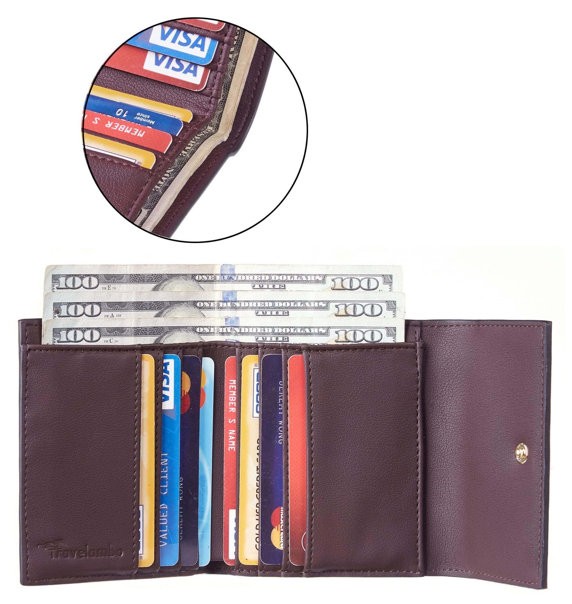 Travelambo RFID Blocking Slim Wallet for Women - Compact Trifold Credit Card Holder with Coin Pouch | Perfect for Everyday Carry, Travel & Minimalist Lifestyle