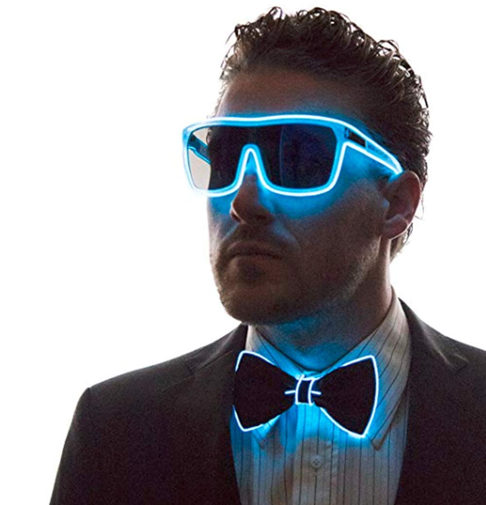 Glowing LED Bow Tie for Men & Women - Adjustable Light Up Bowtie with EL Wire - Perfect for Parties, Raves, Weddings & Cosplay