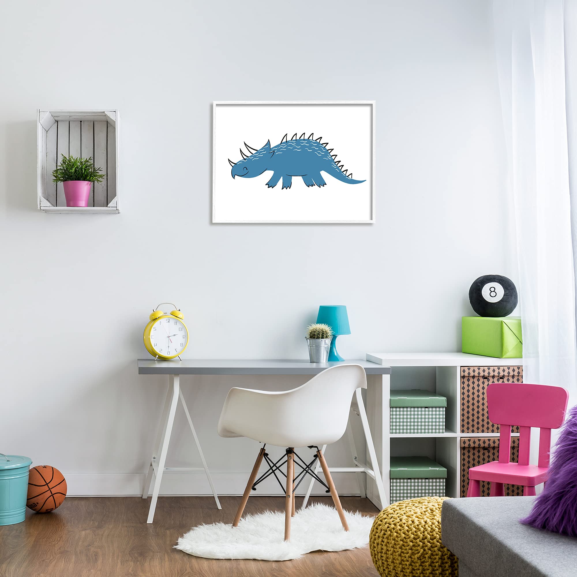 Stupell Industries Happy Blue Dinosaur Fun Spiked Kids' Reptile Wall Art - 24