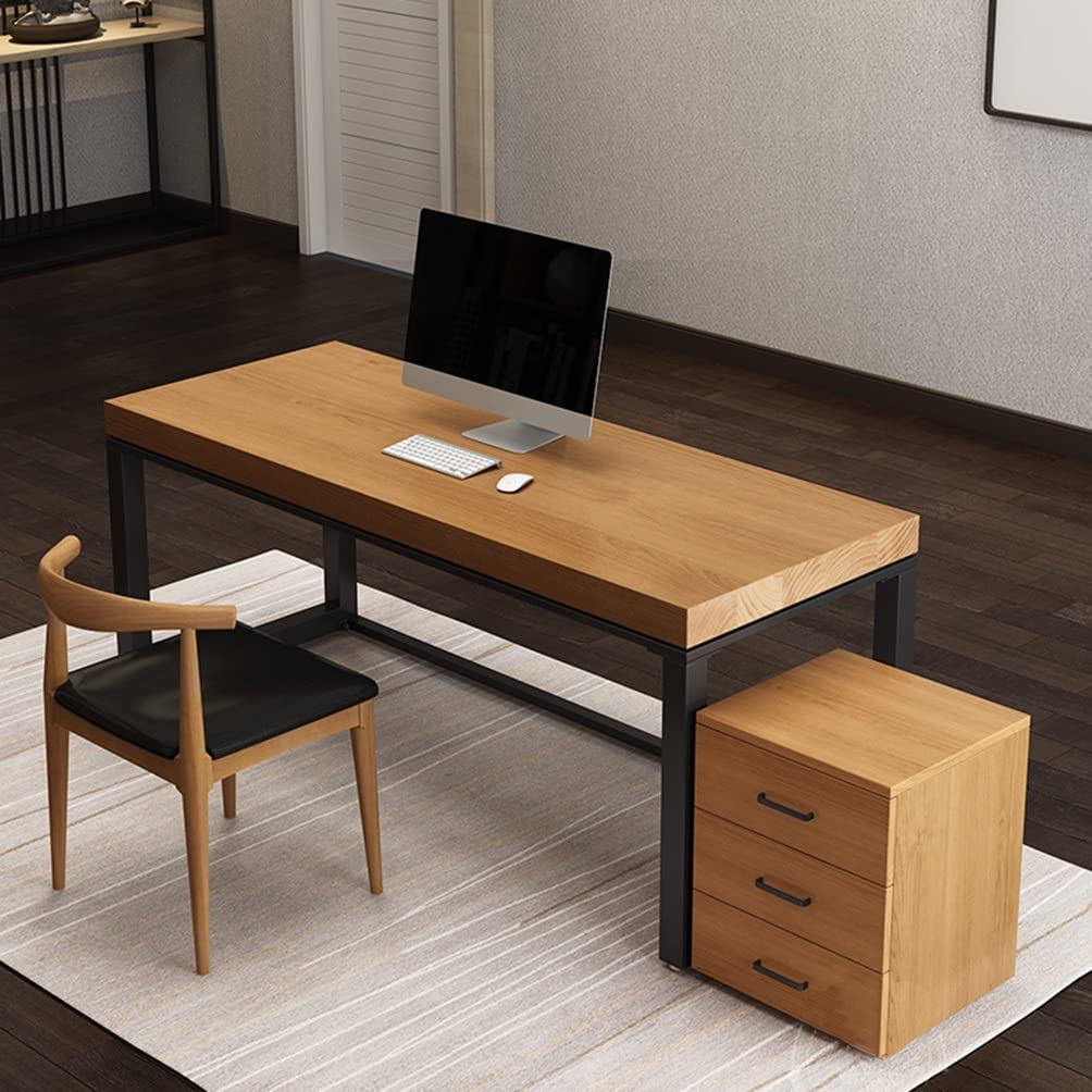 Premium Solid Wood Home Office Computer Desk - Modern Gaming & Study Desk with Storage Drawers & Sturdy Metal Legs, Adjustable Width 120-280cm (280x100x75cm/110x39x30in) - Perfect for Remote Work, Online Classes & PC Gaming Setup