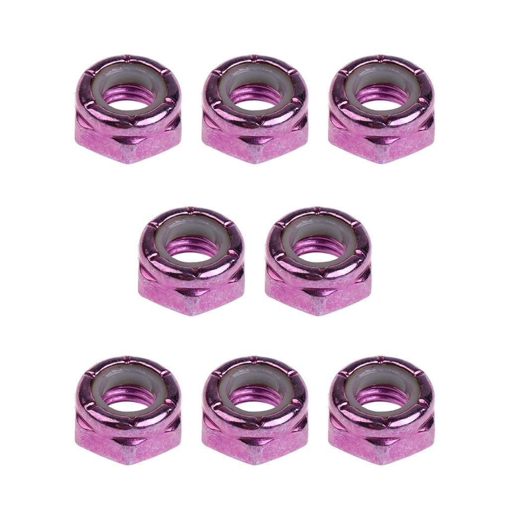 8pcs Skateboard Truck Wheel Axle Screw Nuts - Longboard Hardware Accessories for Men & Women - Durable Outdoor Skateboarding Parts - Purple - Perfect for Skateboard Maintenance & DIY Repairs