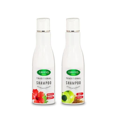 Green's Concept Traditional Hibiscus & Arappu Shampoo (200ml) + Amla & Vetti Ver Shampoo (200ml) - Natural Hair Care Set for Smooth & Strong Hair - Perfect for Daily Use & Hair Growth Treatment