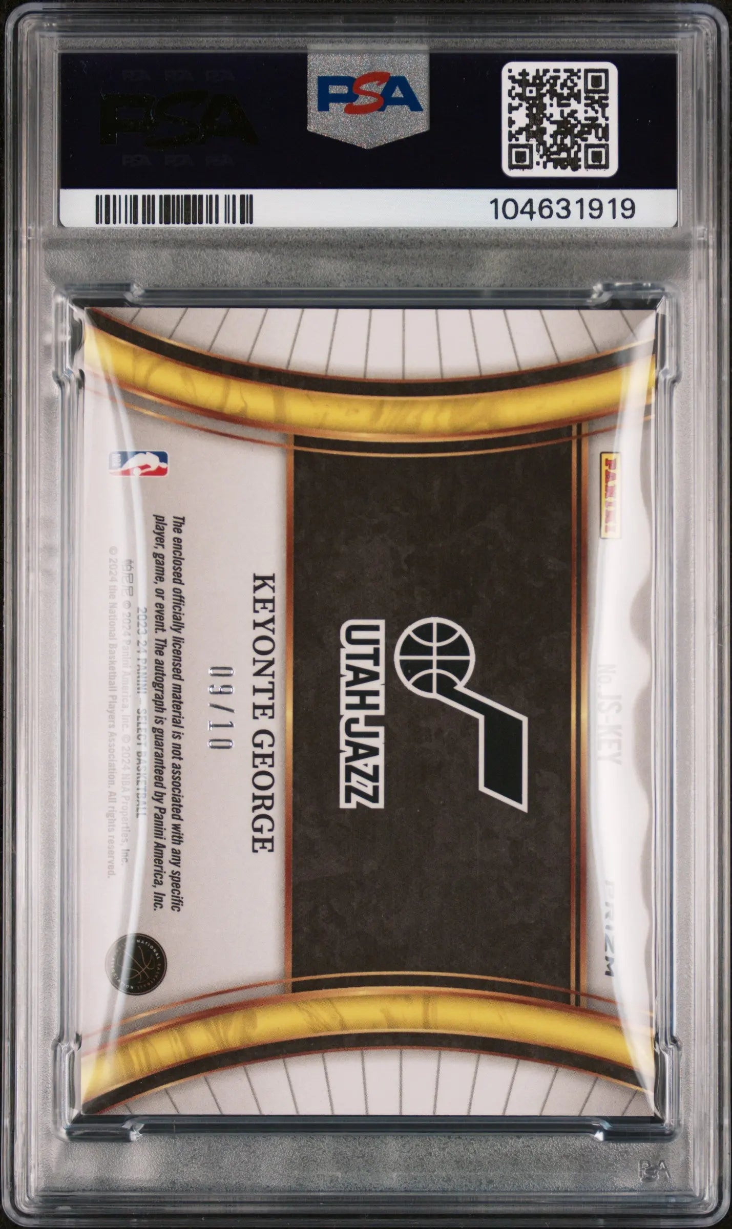 2023 Panini Select Jumbo Rookie Auto Swatch Keyonte George Gold Prizm PSA 9/10 Basketball Trading Card - Collectible Sports Memorabilia for NBA Fans & Card Collectors