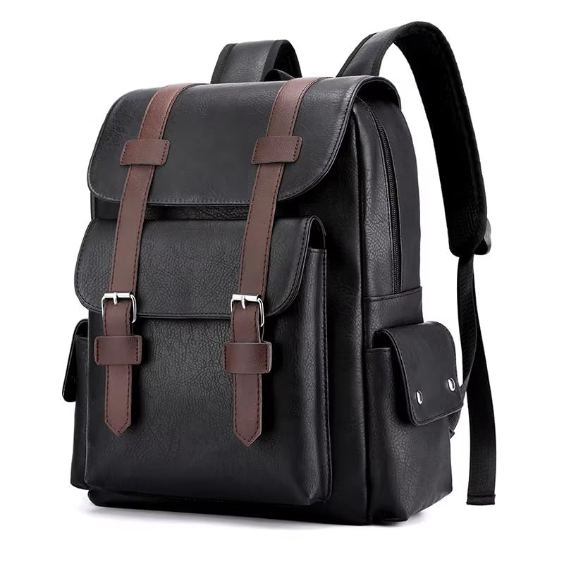 Large PU Leather Backpack for Travel, Work & School - Durable & Spacious