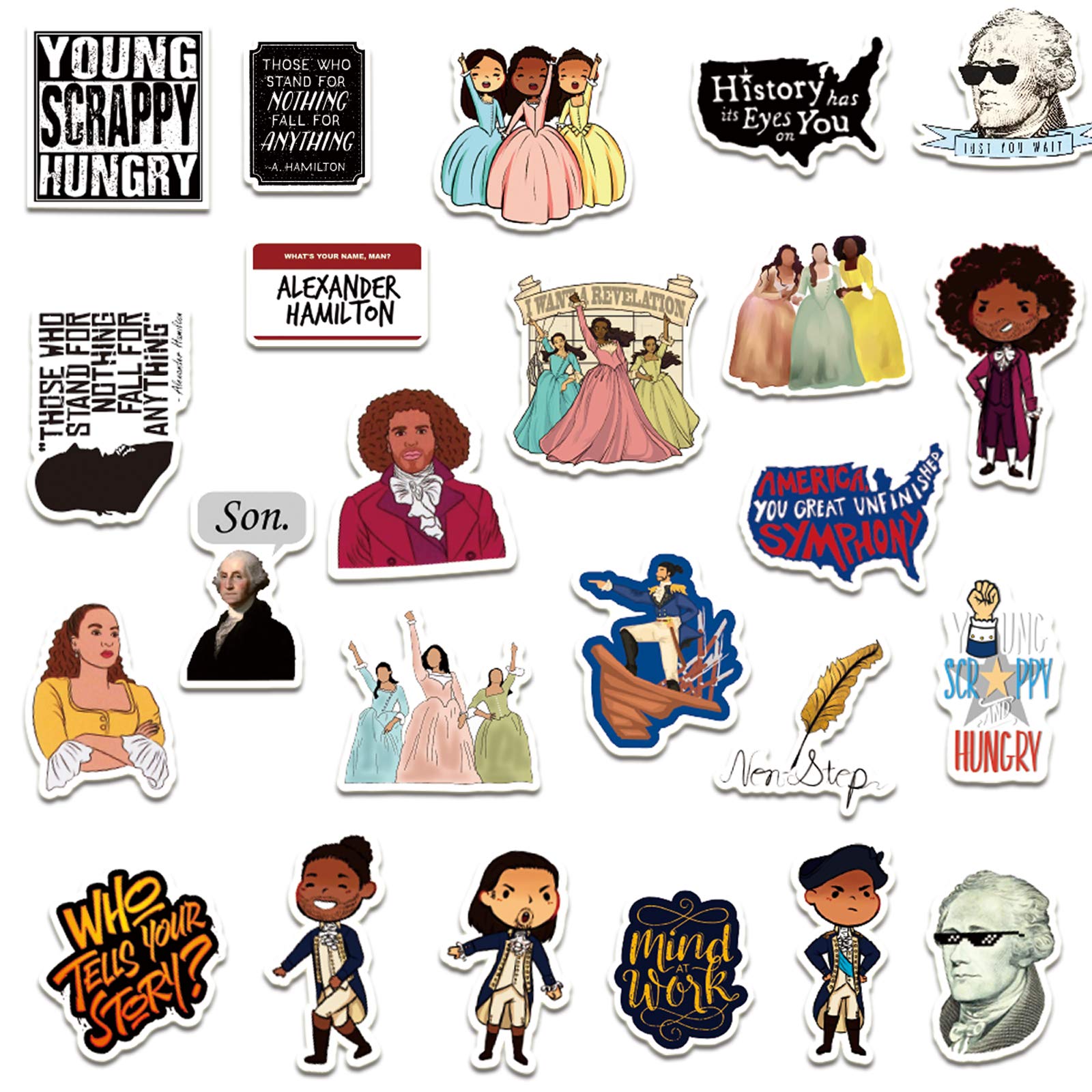 Hamilton Stickers - 50 Pack Vinyl Waterproof Decals for Laptop, Bumper, Water Bottle, Computer, Phone, Hard Hat & Car | Durable, Weatherproof Stickers for DIY Crafts, Personalization & Outdoor Use