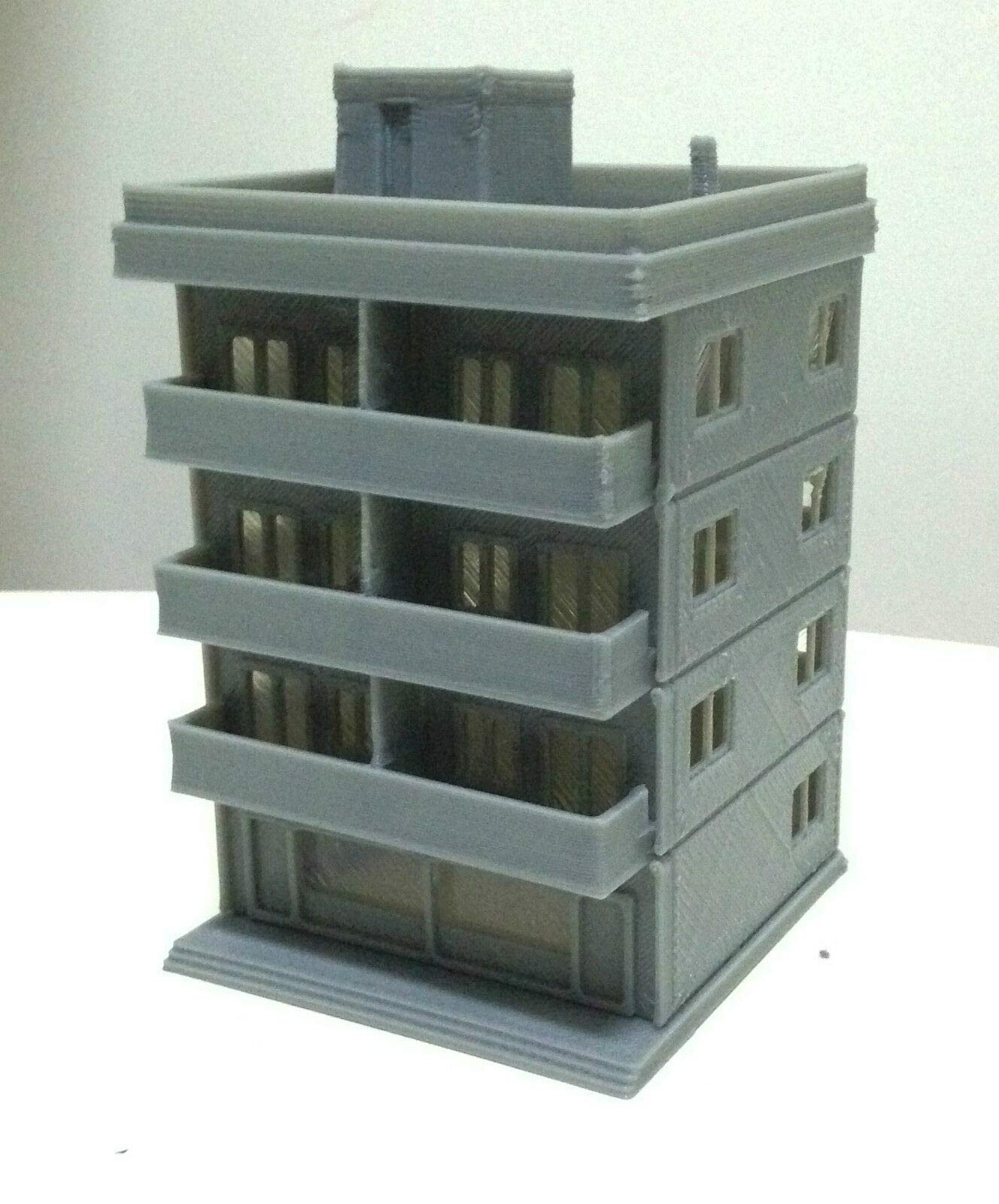 N Scale Modern City Apartment Building - 4 Story Model Railway Layout for Outland Models | Perfect for Urban Train Scenes & Diorama Displays