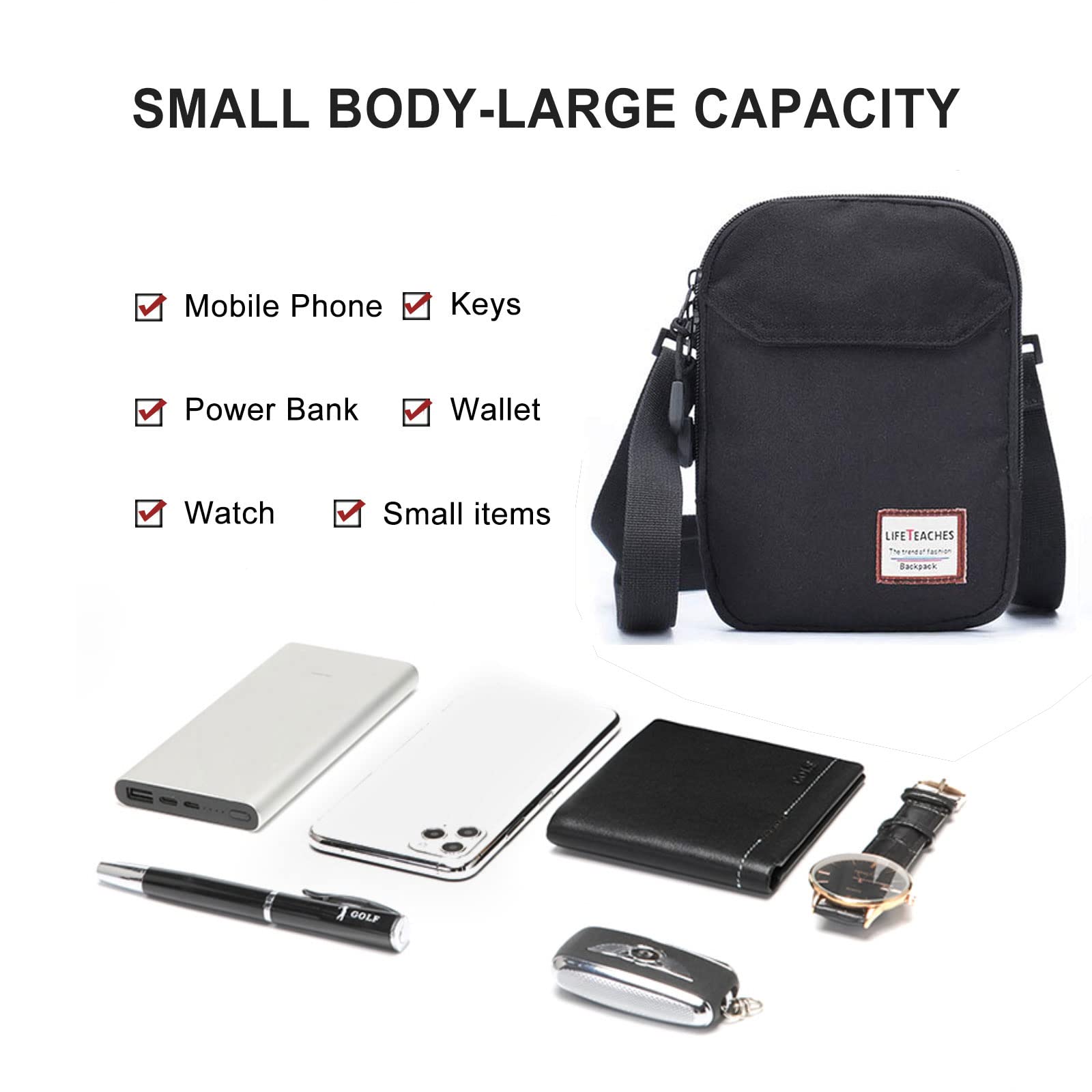 SEAFEW Mini Crossbody Bag for Men & Women - Small Messenger Satchel Shoulder Bag - Perfect for Travel, Work & Everyday Use