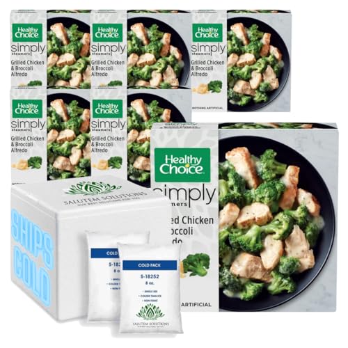 Salutem Vita Healthy Choice Simply Steamers Grilled Chicken & Broccoli Alfredo Frozen Meal - 9.15 oz (Pack of 6) | Quick & Nutritious Microwave Dinner for Busy Professionals & Students